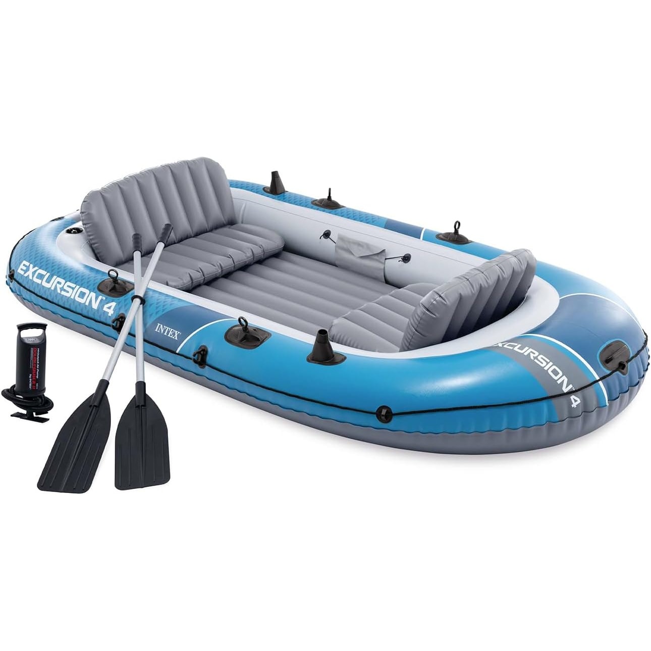INTEX 66324NP Schlauchboot Excursion 4 Set mit Paddel Luftpumpe 500kg Paddelboot - Bild 1