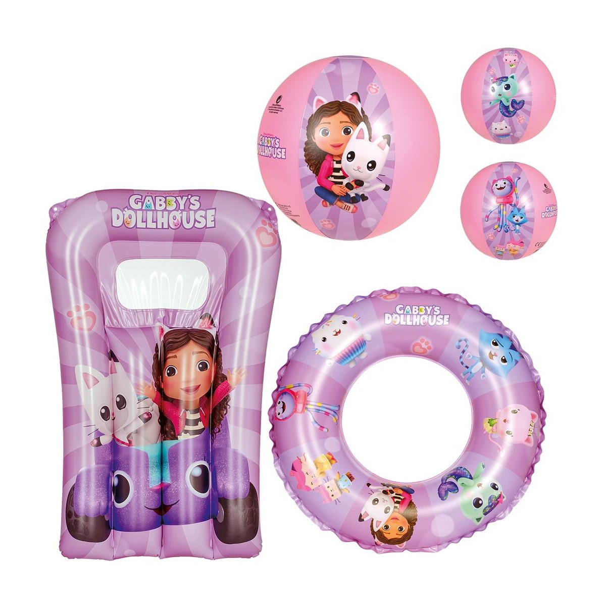 Happy People Gabby's Dollhouse Strandset Schwimmring Matratze Strandball Ball - Bild 1