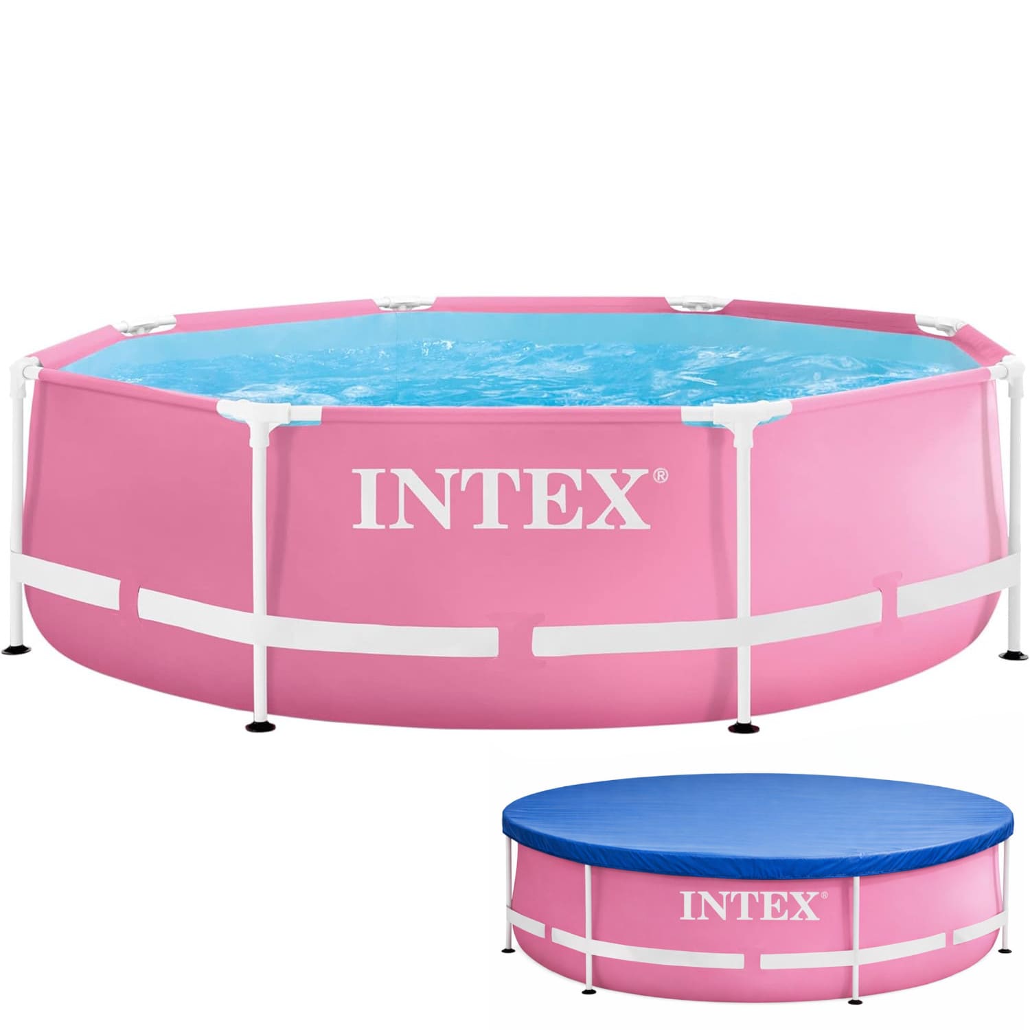 INTEX 28290ND - Pink Metal Frame Pool (244x76cm) Swimmingpool Planschbecken Abdeckplane - Bild 1