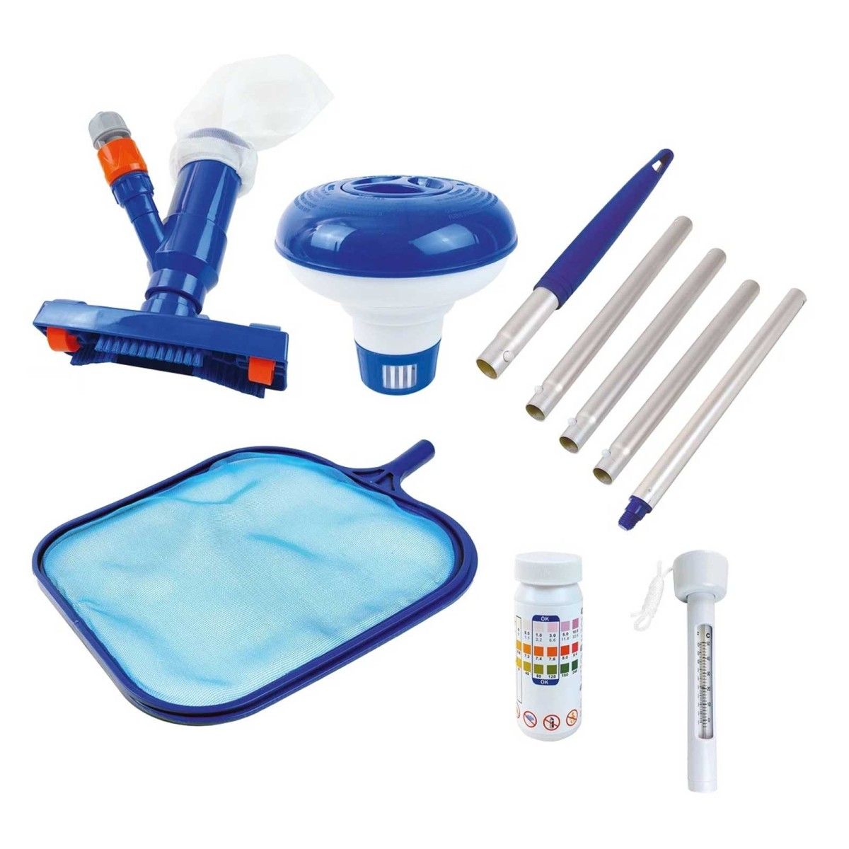 Happy People 77538 - Wehncke - Poolpflegeset 5-teilig &ndash; Kescher, Sauger, Thermometer & Zubeh&ouml;r - Bild 1