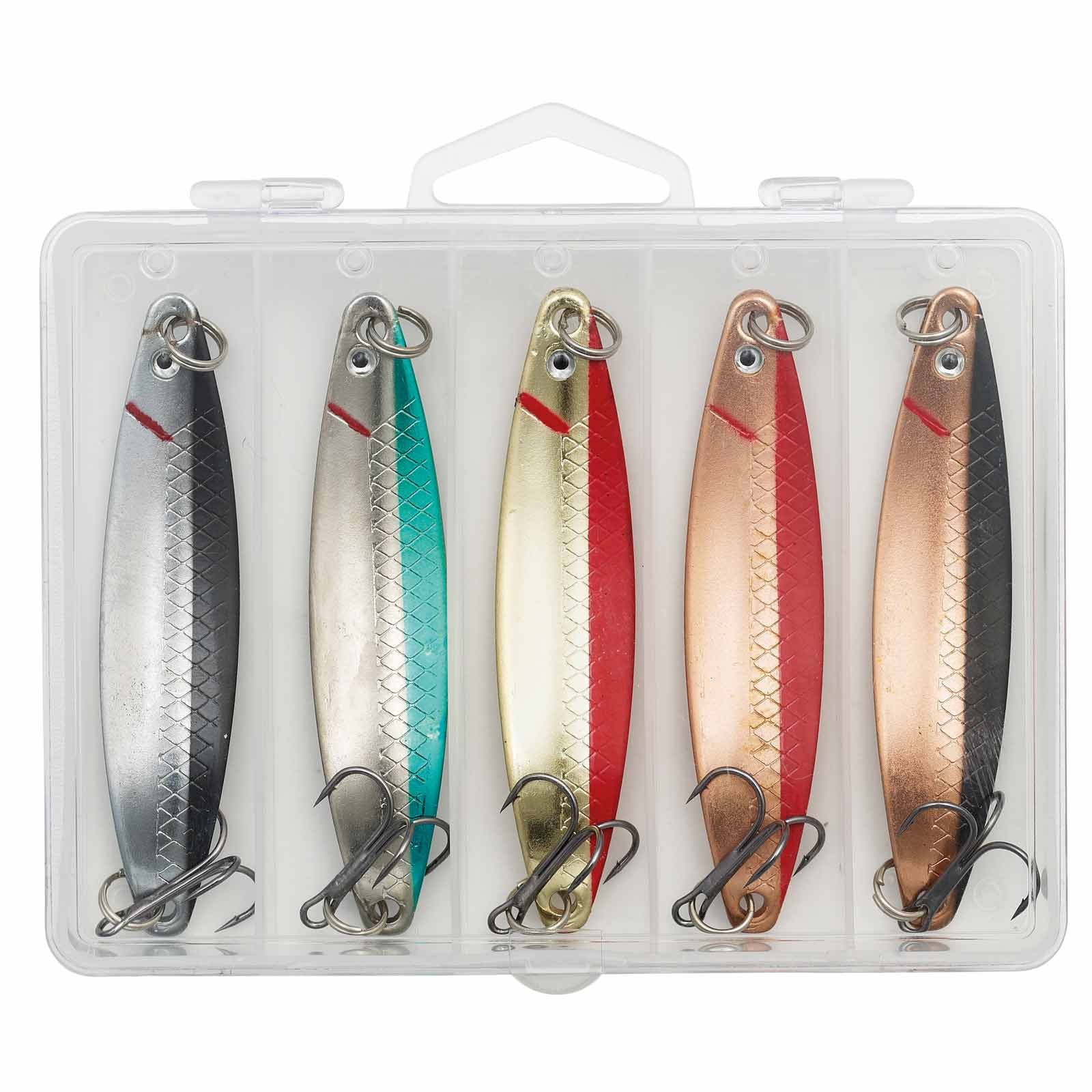 Kinetic Jebo Lachs-Blinker Angelset - 5 Lachsk&ouml;der 42g mit K&ouml;derbox - Bild 1