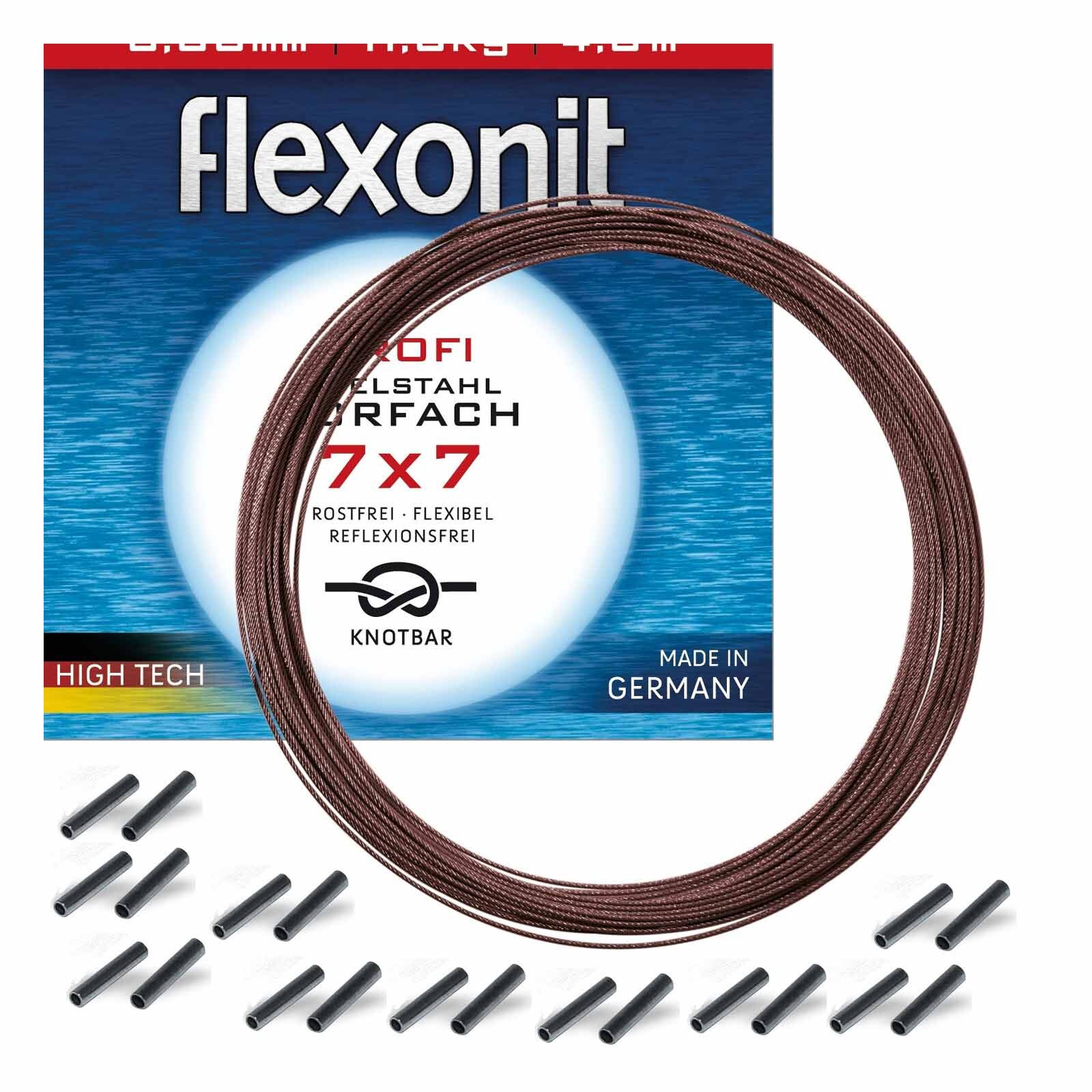 Flexonit 7x7 Stahlvorfach 0,36mm + passende Quetschh&uuml;lsen komplett Angelset - Bild 1