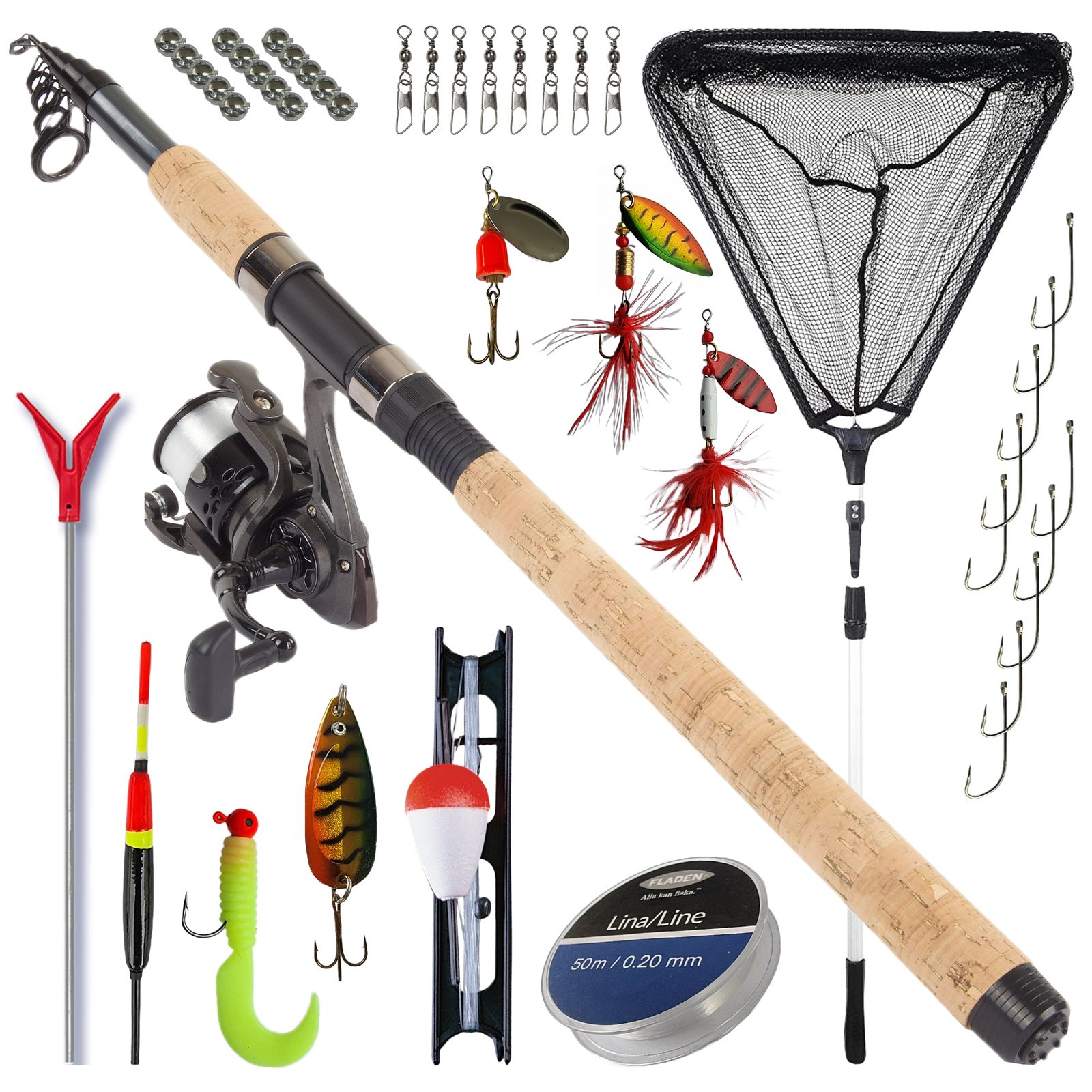 70 Teile Mega Angelset komplett Combo Allround Rute Rolle Schnur K&ouml;der Zubeh&ouml;r - Bild 1