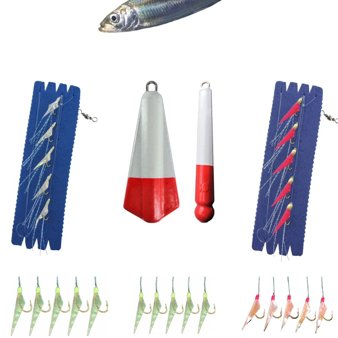 Angelset Hering Gr.M 7 Teile 5x Vorfach 2x Zinkblei - Bild 1