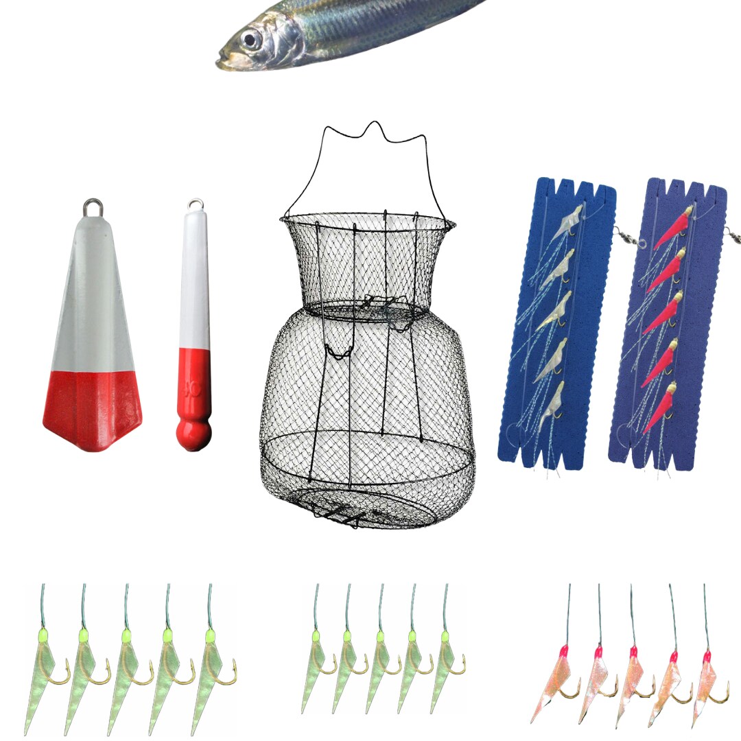 Angelset Hering Gr.L 8 Teile 1x Setzkescher 5x Vorfach 2x Blei - Bild 1