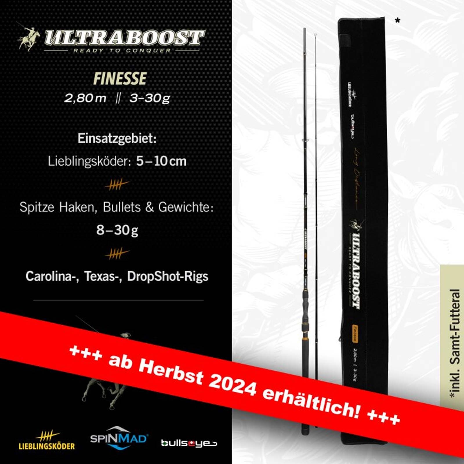 Lieblingsk&ouml;der Ultraboost Finesse 2,80m 3-30g Spinnrute by Bullseye - Bild 1