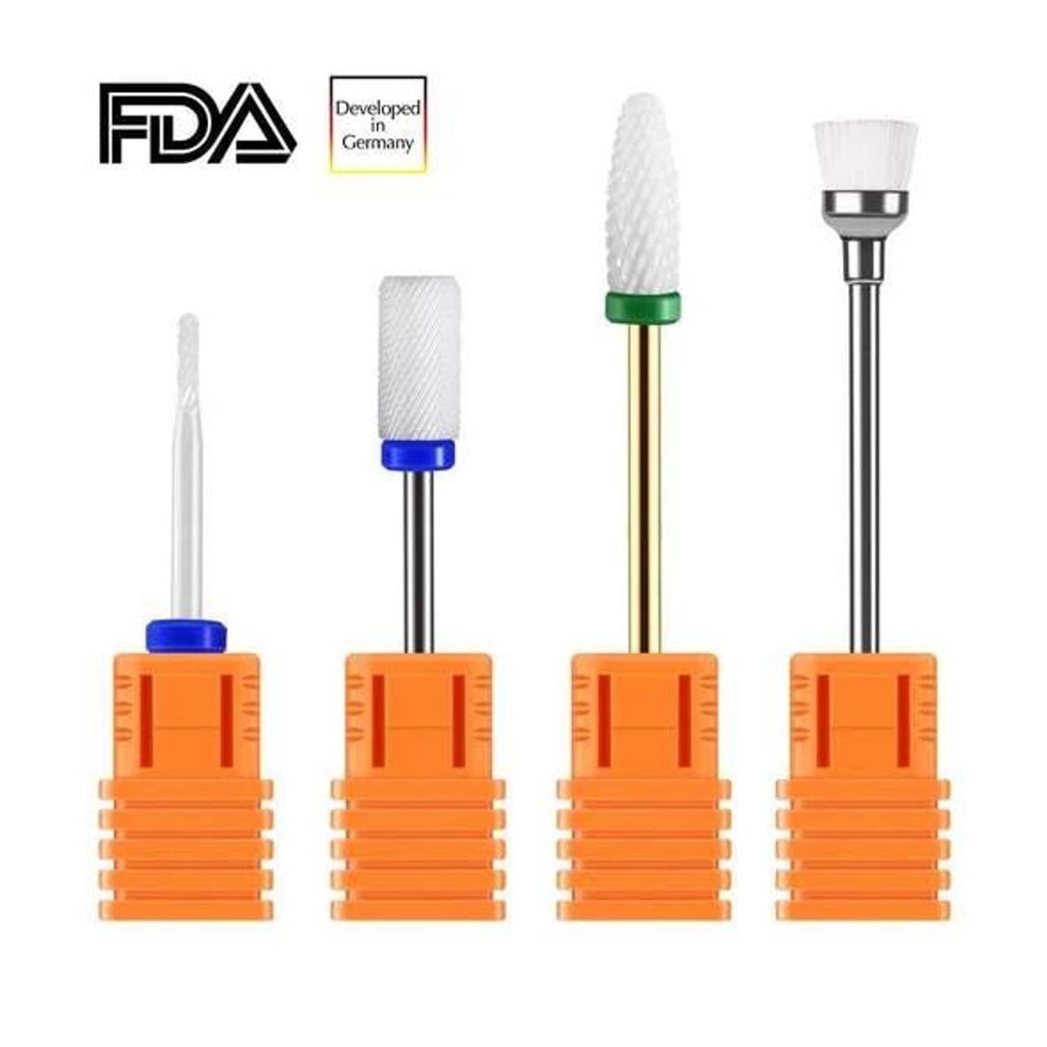 JCMaster 3x Premium Keramik Nagelfr&auml;ser Bit Set + 1x B&uuml;rstenbit, Standardma&szlig;e - Bild 1