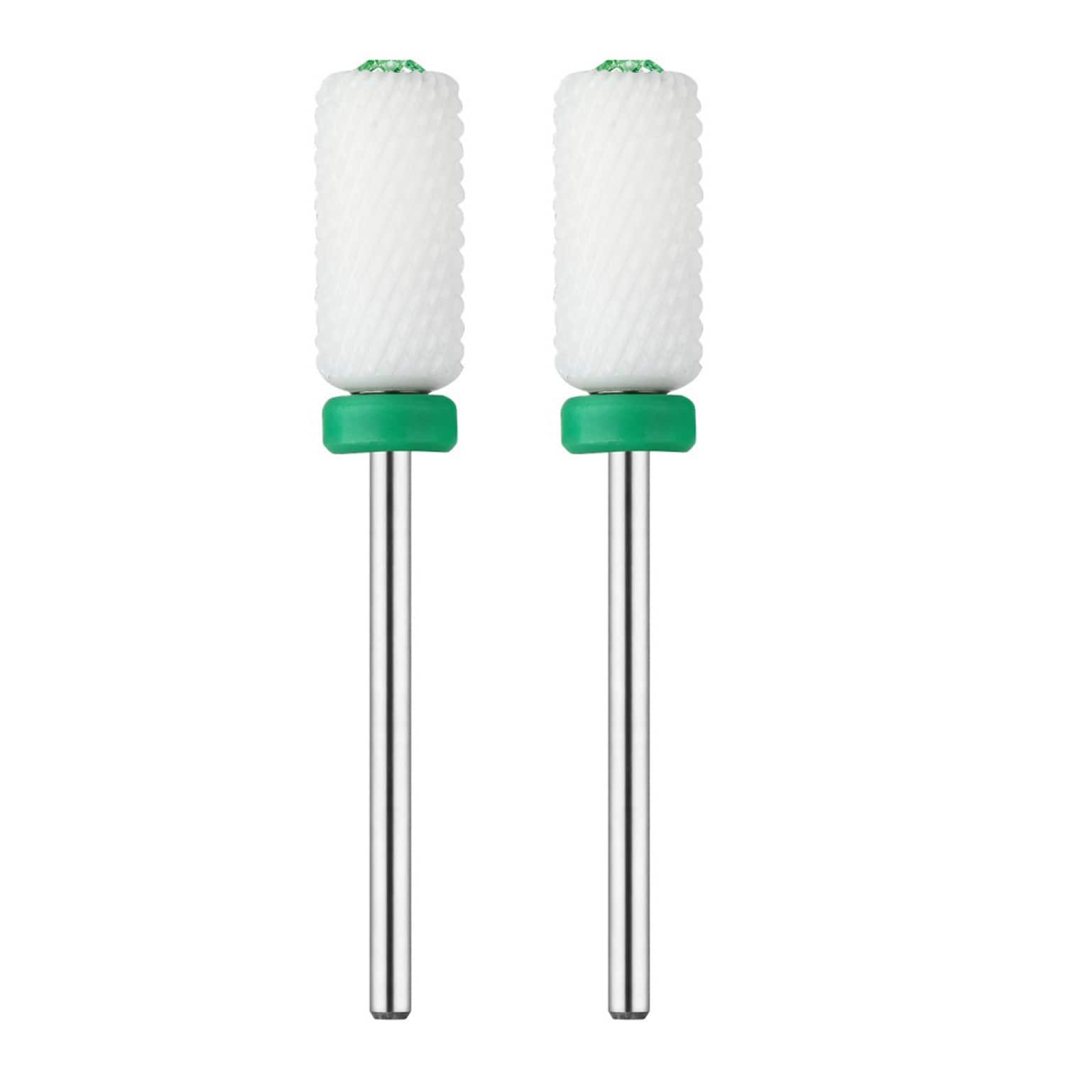 JCMaster 2MCE475M1, 2x Premium Nagelfräser Aufsätze Keramik, 2.35mm Bits zylinder Gelnägel mit Crystal