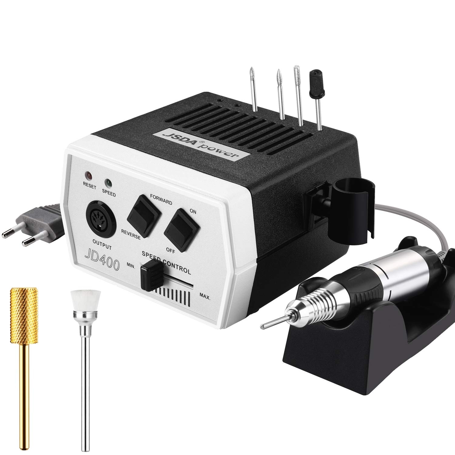 JSDA&reg; Profi Nagelfr&auml;ser JD400 30000 U/min f&uuml;r Manik&uuml;re Pedik&uuml;re, Keine Vibration, Kein L&auml;rm, Schwarz - Bild 1