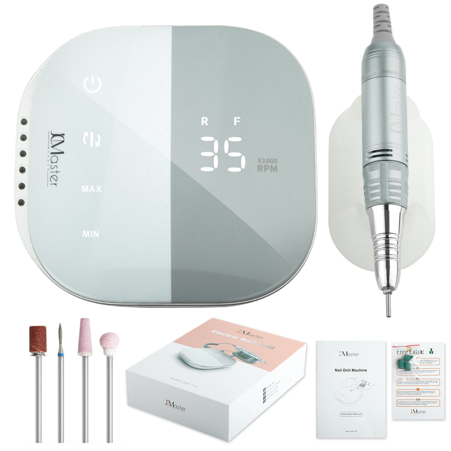 JCMASTER&reg; TouchPro+ Nagelfr&auml;ser 35000 Umin Geln&auml;gel & Acryln&auml;gel Profi Set Elektrisch, Fu&szlig;pflegeger&auml;t, Kunstn&auml;gel, Stufenlose Regulierung - Bild 1