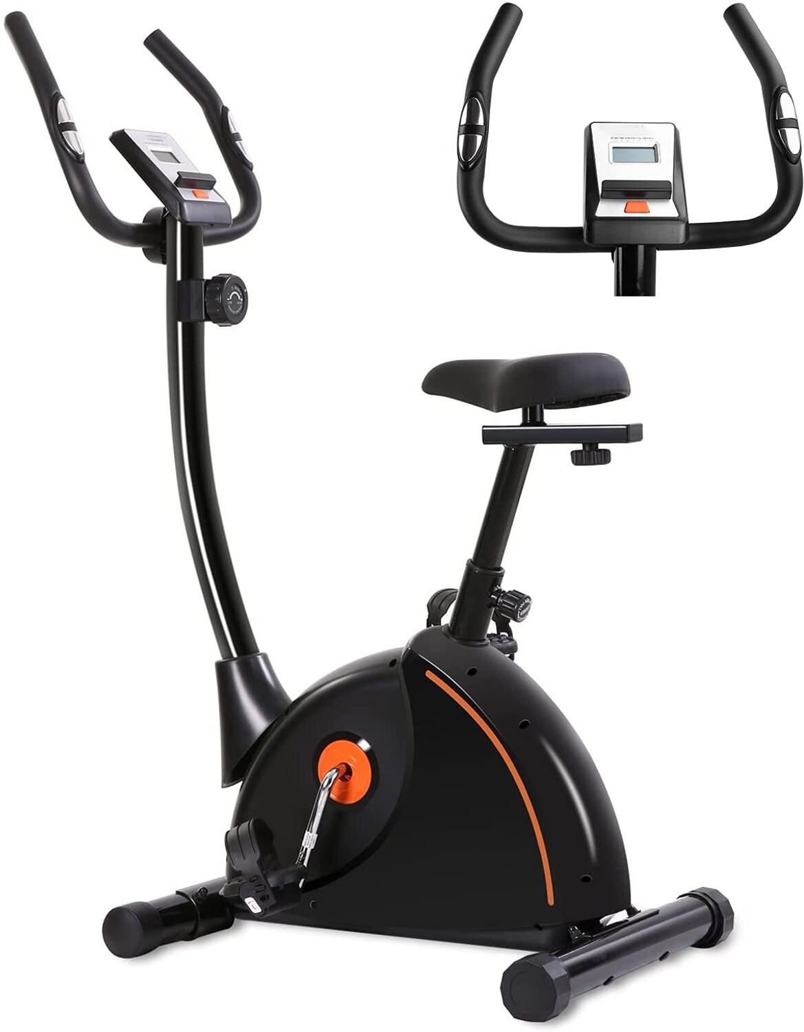 Heimtrainer Fahrrad Ergometer Hometrainer Fahrrad mit verstellbarem Polstersitz und Magnetwiderstands-Pulsmonitor-Transportr&auml;dern und Tablet-Halter - Bild 1