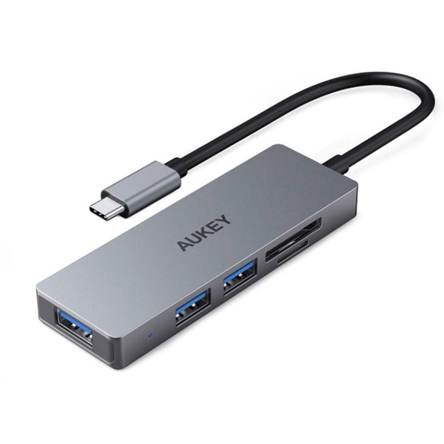 AUKEY CB-C63 Hub 3-in-1, USB-A und USB-C SD- & microSD-Karten, Grau Silber | 04260397843826