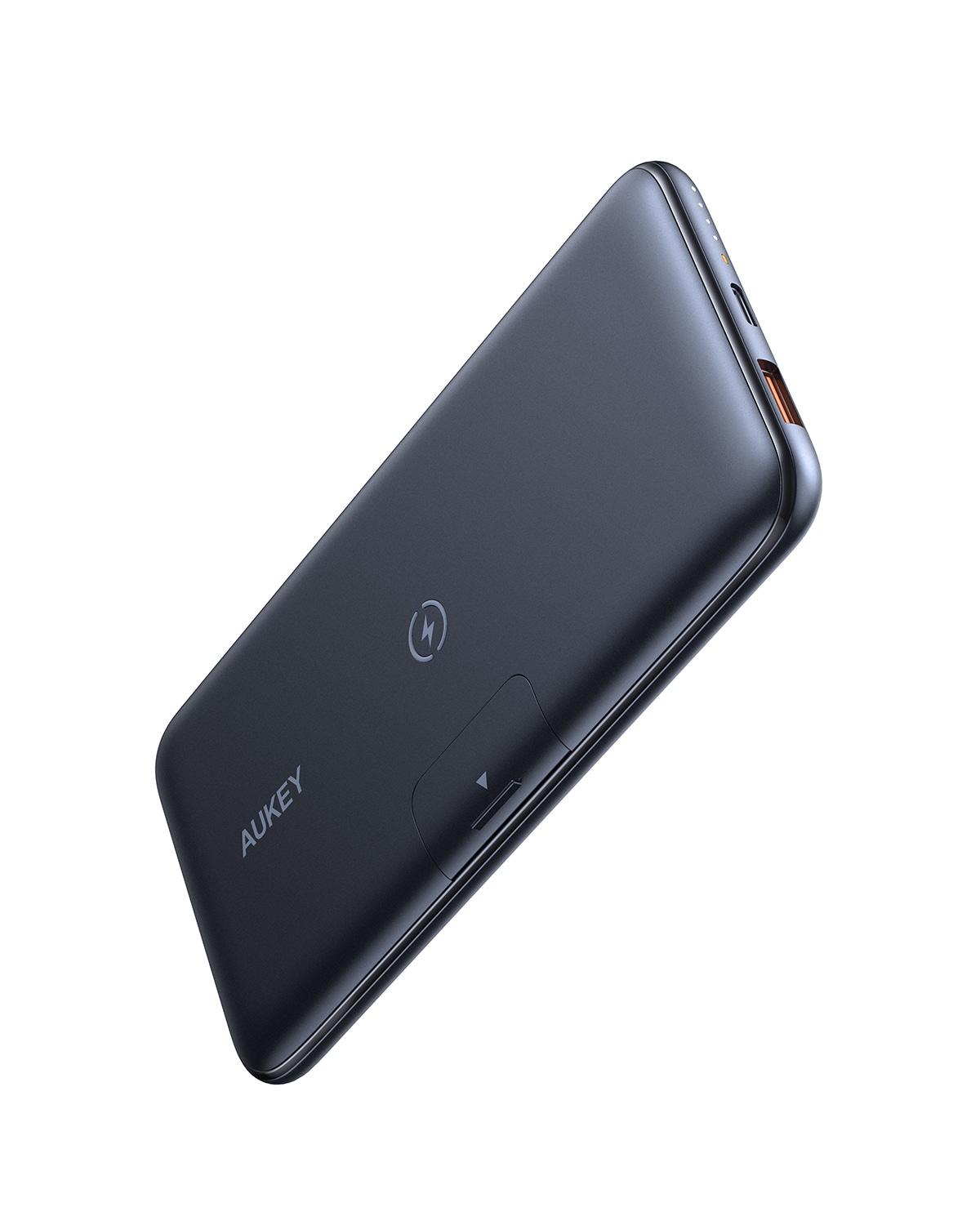 AUKEY PB-WL02 Mobiles Ladeger&auml;t 10 000 mAh, Ladeger&auml;t f&uuml;r kabelloses Laden mit zwei Standf&uuml;&szlig;en, Powerbank mit PD 3.0, Schwarz - Bild 1