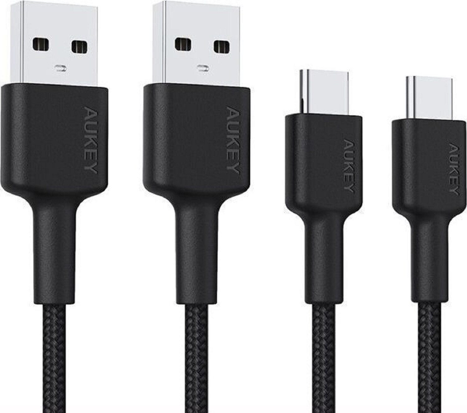 AUKEY CB-CMD29 USB Kabel 2m USB 2.0 USB A Kabel auf USB C  f&uuml;r Samsung Galaxy Note, Nexus, Nintendo, 2 St&uuml;cken in einer Packung, schwarze Farbe - Bild 1