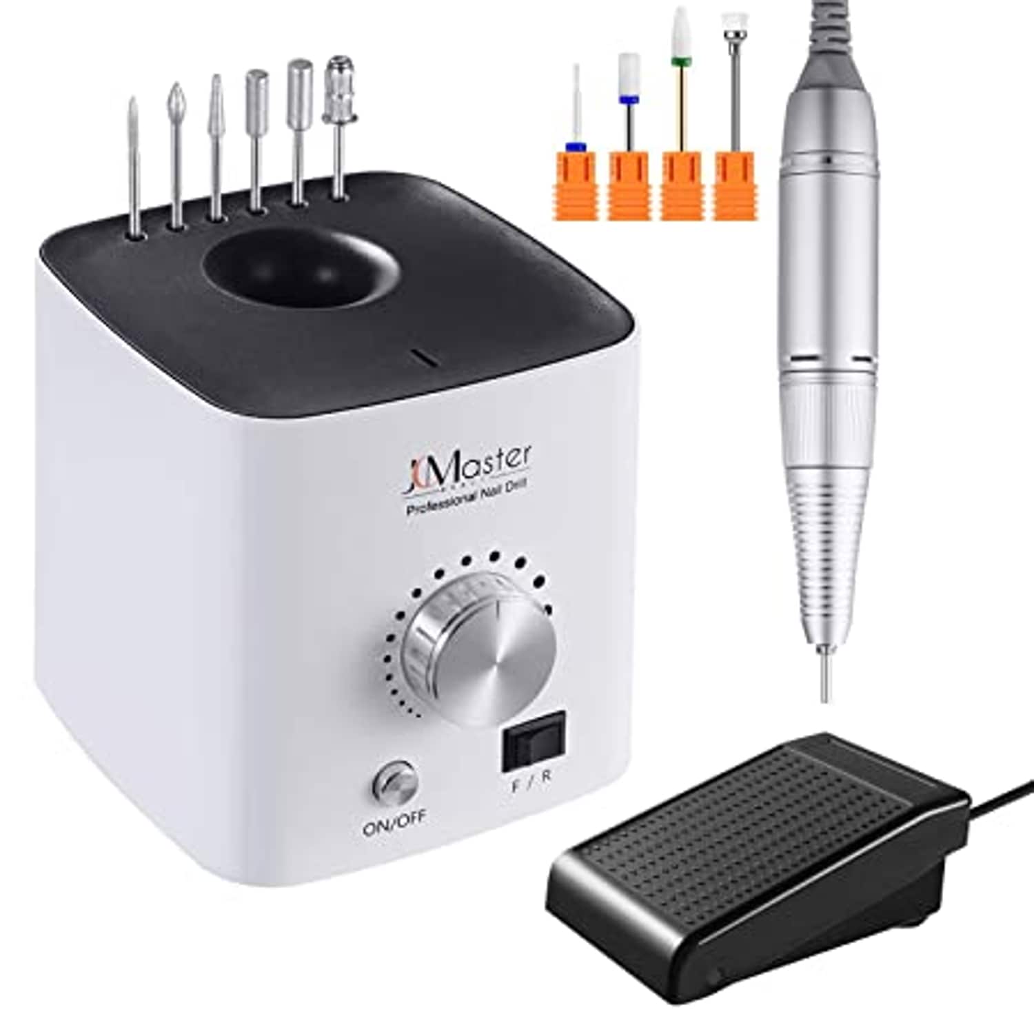 JCMASTER EU2031B-MCE4, Premium Nagelfr&auml;ser Set - Fr&auml;ser elektrisch Inkl 10 Aufs&auml;tze - Geln&auml;gel & Acryln&auml;gel - Diamant & Keramik Bits - 30000 U/Min - Fu&szlig;pedal - Bild 1