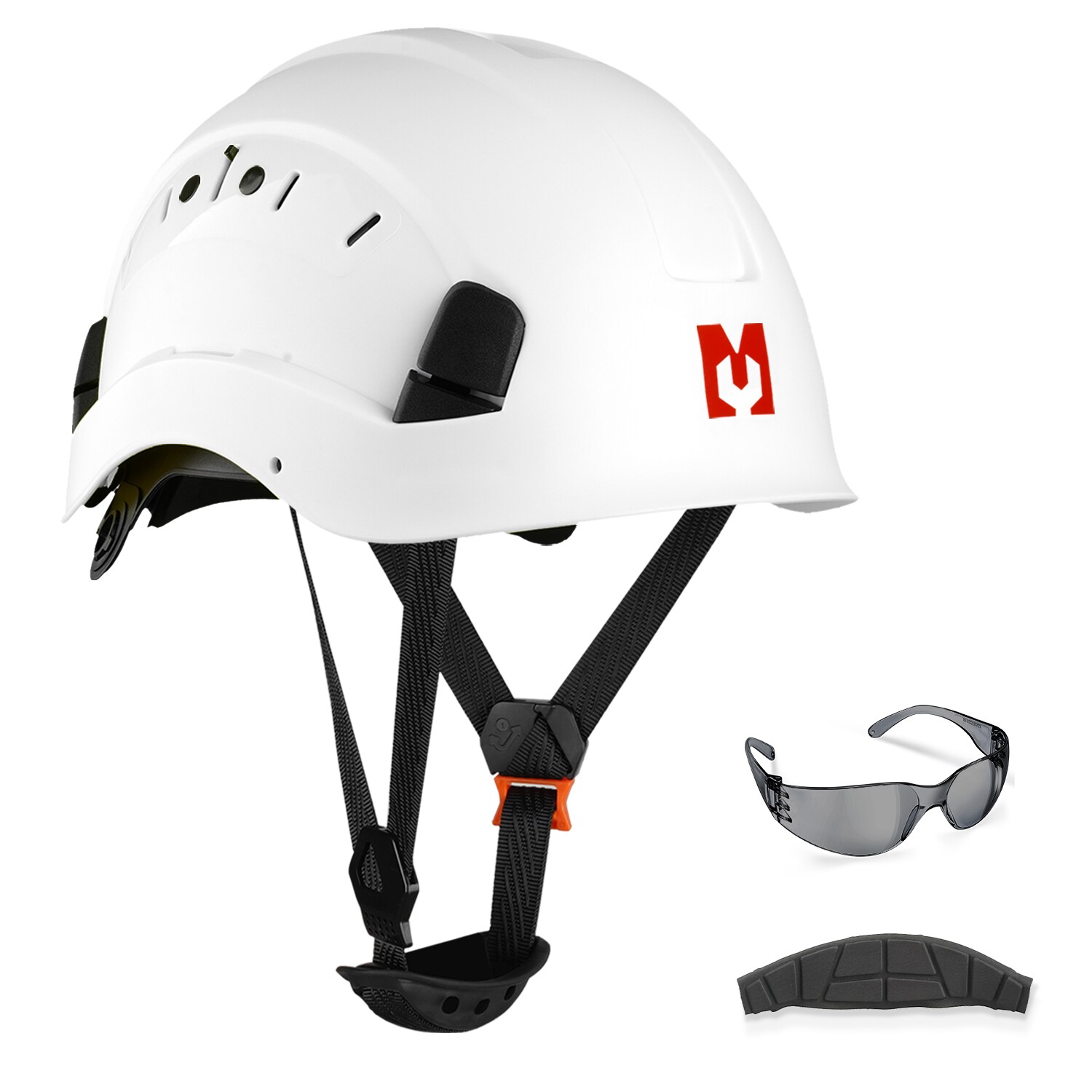 Mustbau Sicherheitshelm-Set – Schutzhelm mit Schutzbrille, Verstellbarer Kopfriemen von 53 bis 63 cm | 04255681401059