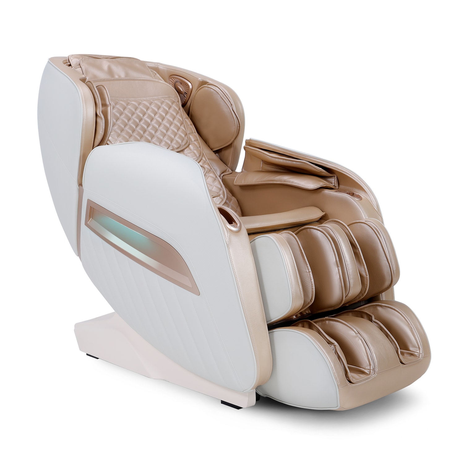 NAIPO Massagesessel Shiatsu Massagestuhl Zero Gravity für Ganzkörper, mit Heizung, SL Track, Klopfen, Kneten, Luft-Massage-System, USB, Bluetooth 3D Surround Sound Musik, Für Zuhause und Büro, WeissGold