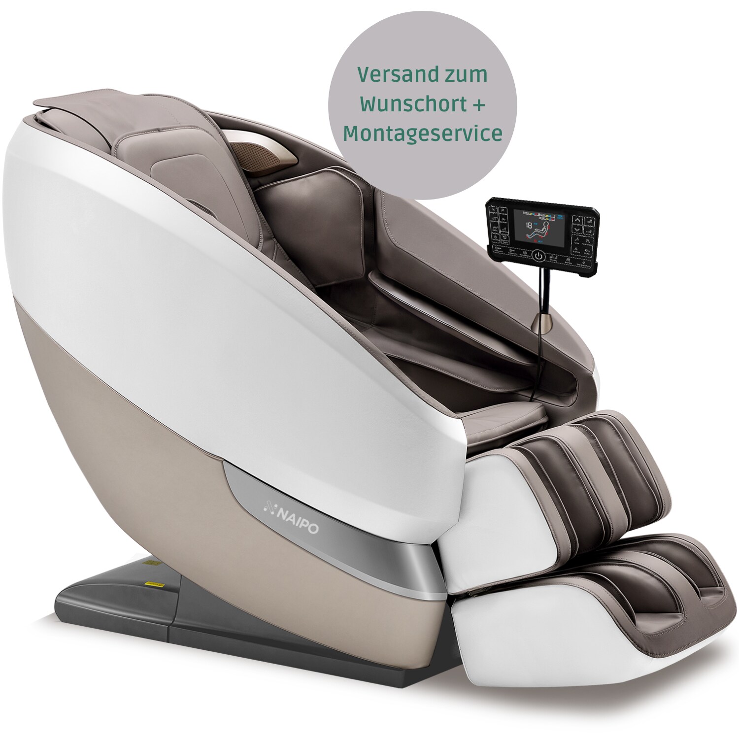 Aspria Massagesessel, Tai Chi Massagestuhl f&uuml;r Ganzk&ouml;rpermassage mit W&auml;rmetherapie, Meister f&uuml;r Nacken- und Schultermassage, f&uuml;r Zuhause, Hotels, Salons, B&uuml;ros verwenden (Grau mit Aufbauservice) - Bild 1