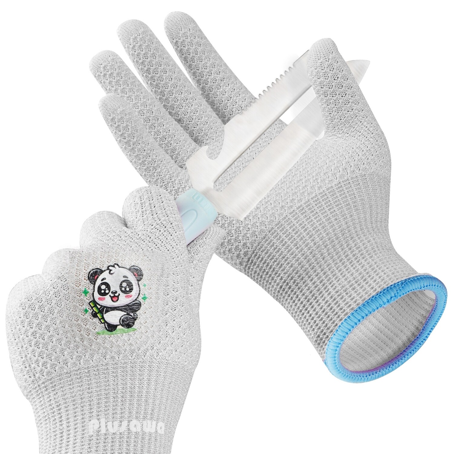 Plusawa 2 Paar Kinder Gartenhandschuhe f&uuml;r 3-12 Jahre, Eco-Latex-beschichtete Gartenhandschuhe, Atmungsaktive rutschfeste Kinder-Schnittschutzhandschuhe f&uuml;r M&auml;dchen und Jungen - L - Bild 1