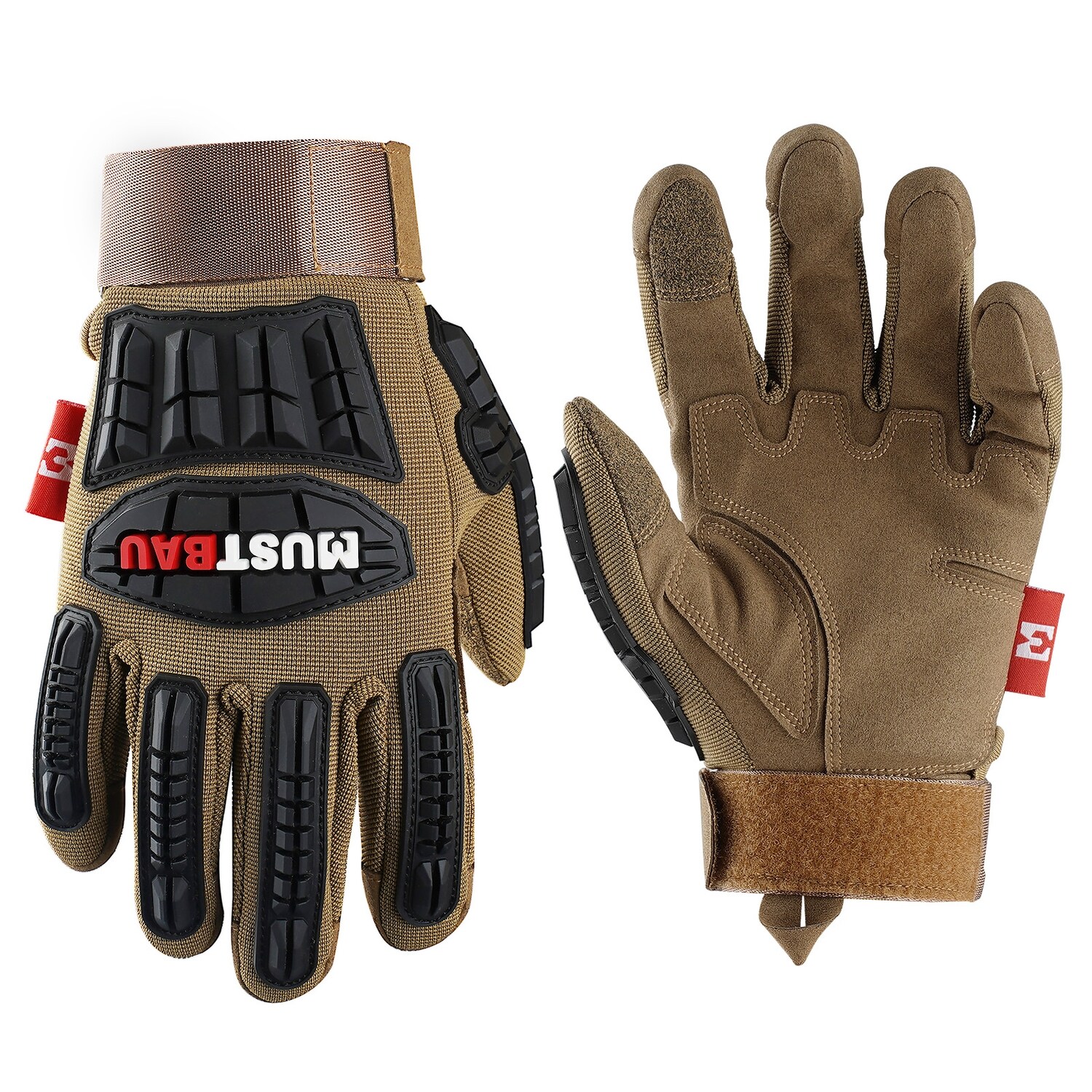 Mustbau 1 Paar Sicherheitshandschuhe,Mechanikerhandschuhe,Schlaghandschuhe,Anti-Vibrationshandschuhe,Riggerhandschuhe,Heavy Duty,L - Bild 1