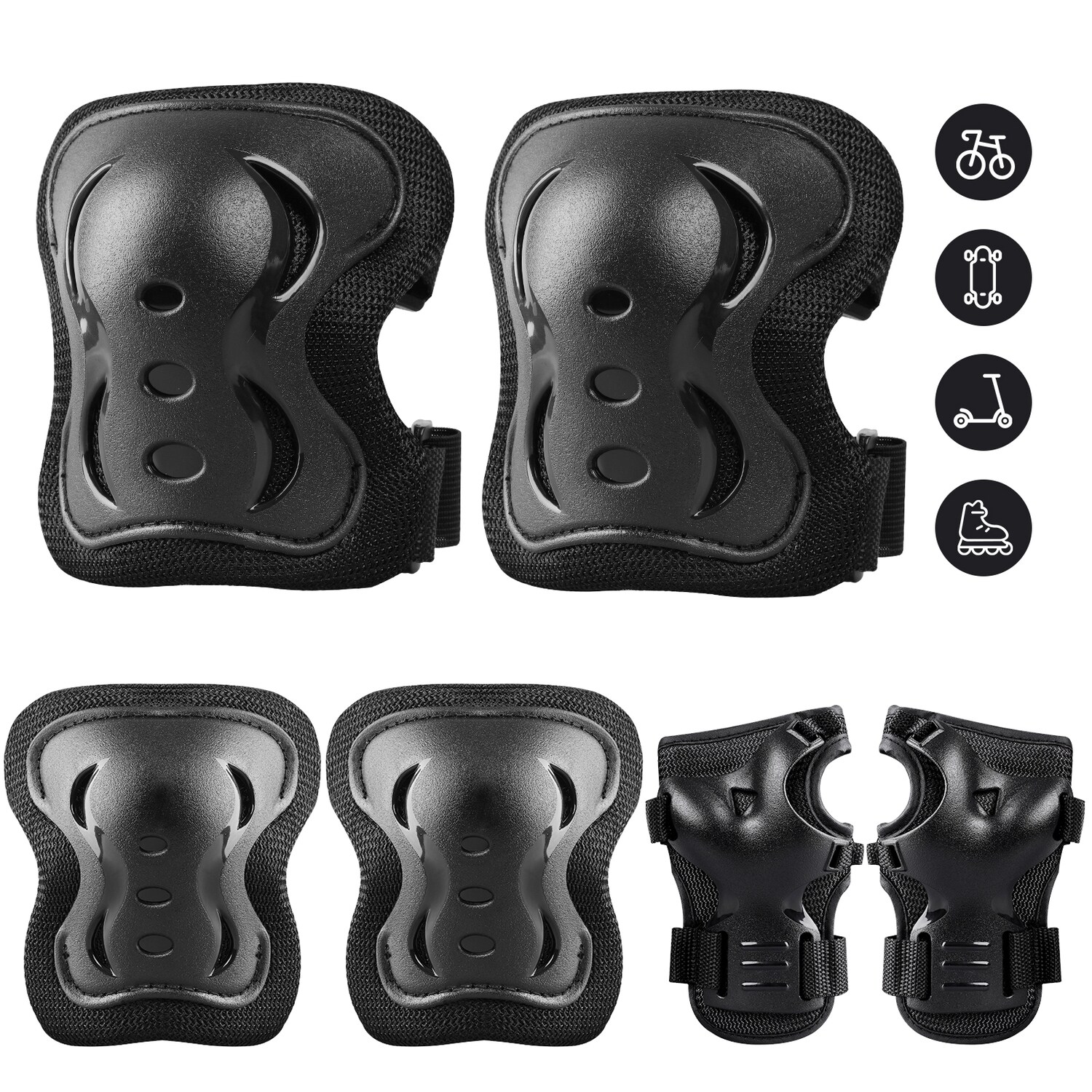 Plusawa Knieschoner Kinder Schoner Inliner Kinder 6er Set Kinder Sch&uuml;tzer Ellenbogenschoner f&uuml;r Fahrradfahren, Roller, Inlineskating, Eislaufen - Bild 1