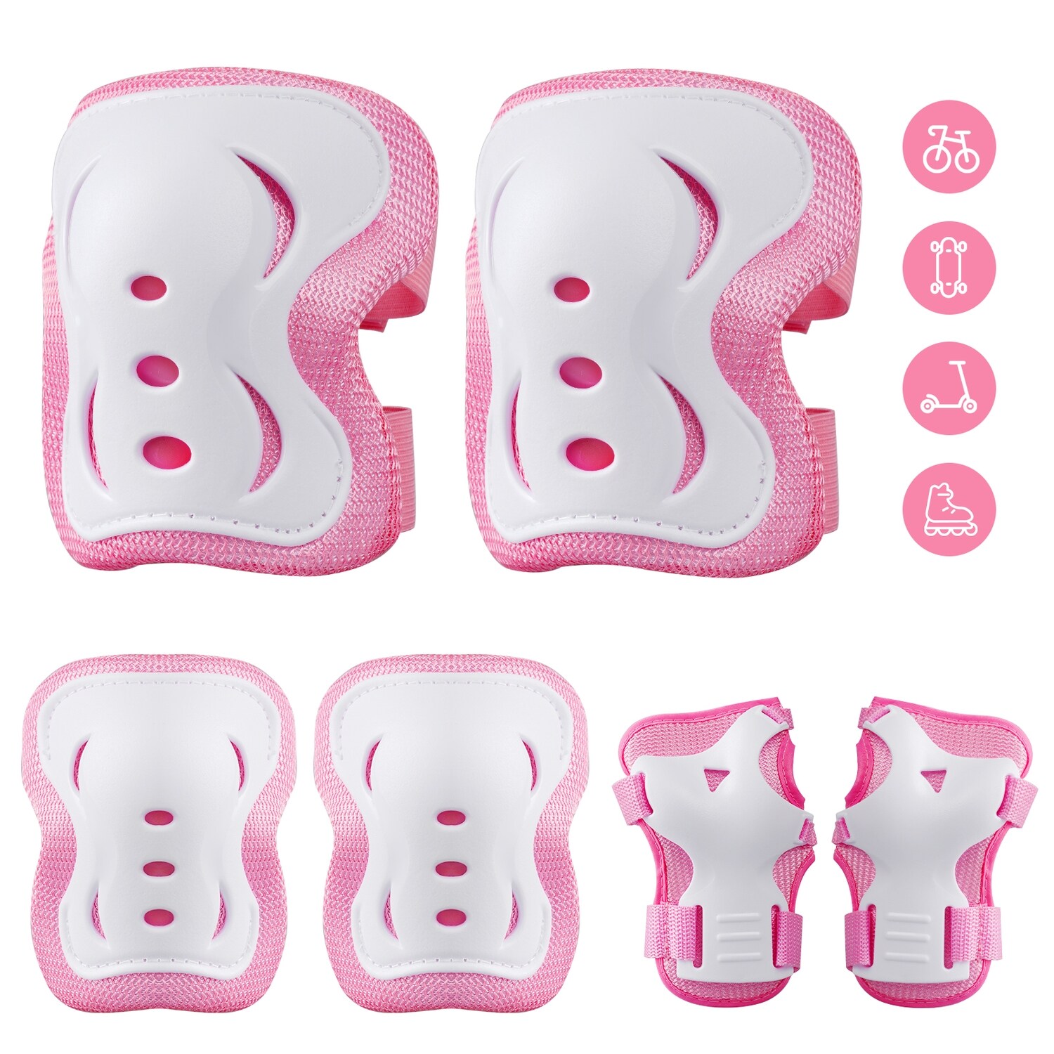 Plusawa Knieschoner Kinder Schoner Inliner Kinder 6er Set Kinder Sch&uuml;tzer Ellenbogenschoner f&uuml;r Fahrradfahren, Roller, Inlineskating, Eislaufen, Gr&ouml;&szlig;e S - Bild 1