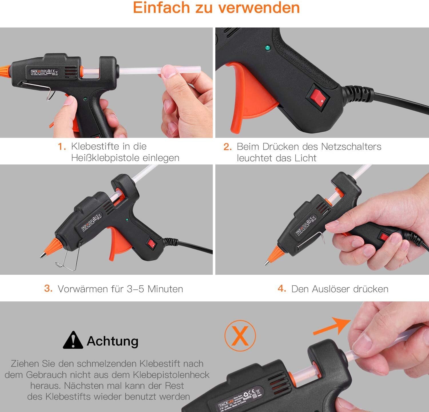 10 Stück Heißklebestifte (rot) – 250 Mm Lang, 11 Mm Durchmesser, Für Hoch-/Niedertemperatur-Klebepistolen, EVA-Material, Vielseitig Für Bastel & Reparatur