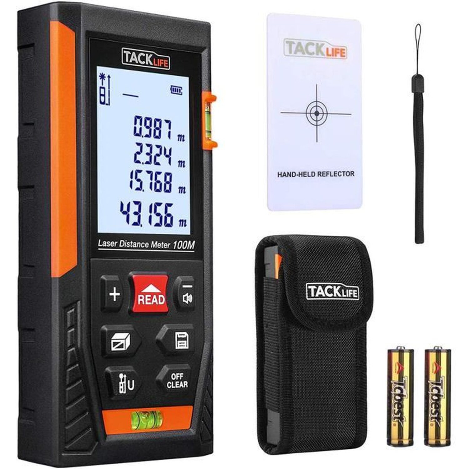 TACKLIFE HD 100, 100 m digitaler Laser-Entfernungsmesser, Messger&auml;t mit 2 Ebenen zur Berechnung von Fl&auml;che und Volumen mit Pythagoras - Bild 1