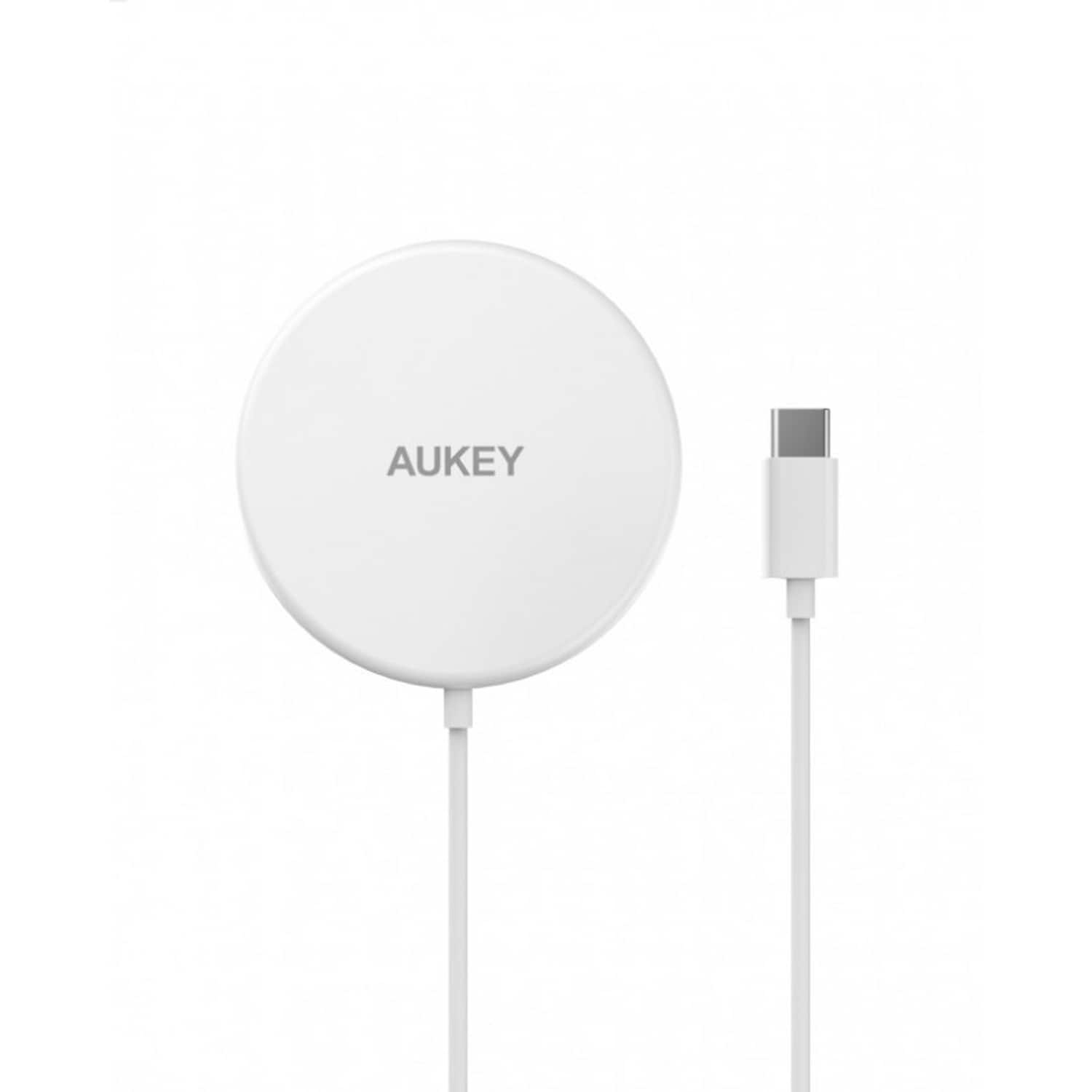 Aukey LC-A1-Whi Aircore Drahtloses Ladeger&auml;t Qi Wireless Charger 1,2m Kabel 15W Wei&szlig; - Bild 1