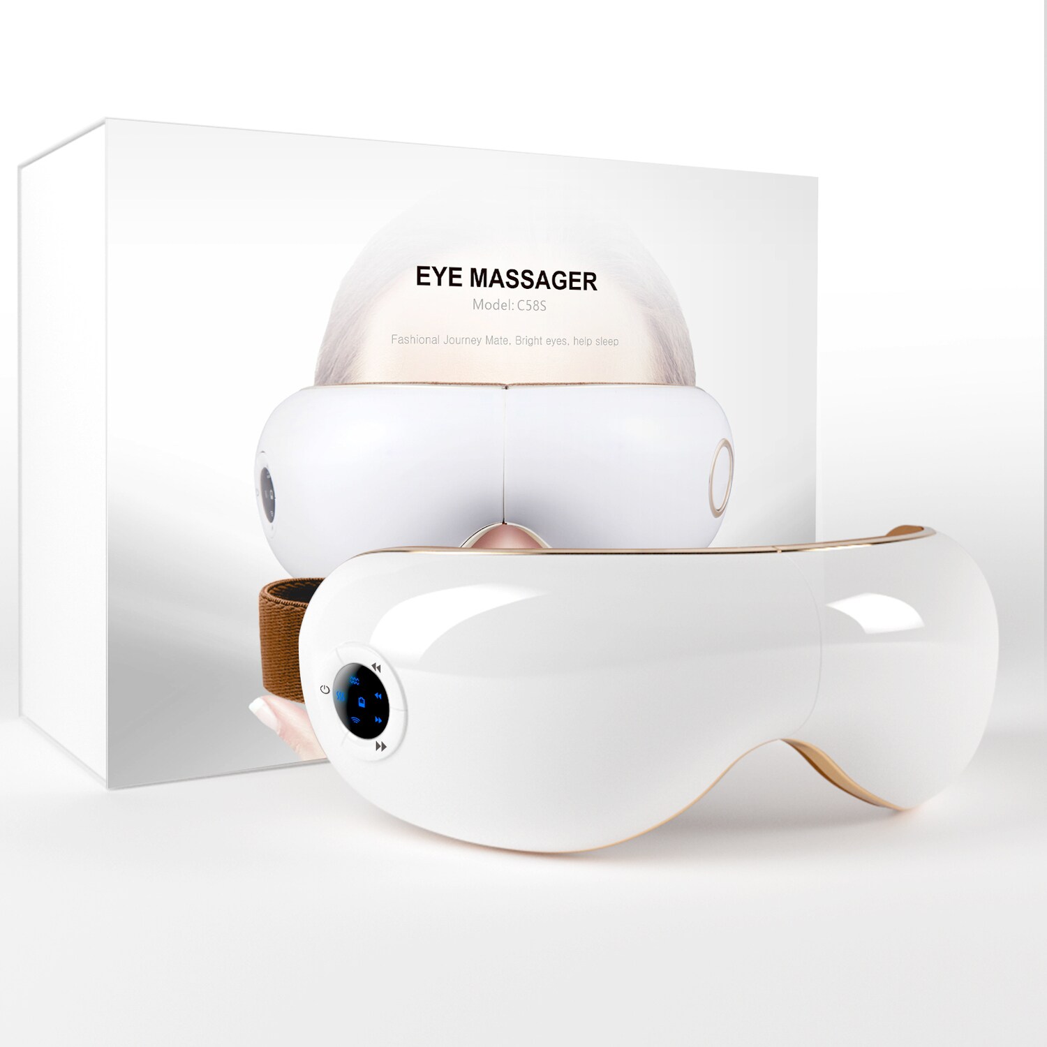 Aspria Augenmassagegerät mit Wärme Vibration Kompression, LED-Anzeige, 5 Modi, Musik, wiederaufladbar, Eye Massager Augenbrille für überanstrengte Augen, Geschenk für Frauen Männer Freunde Familie | 04260397848739