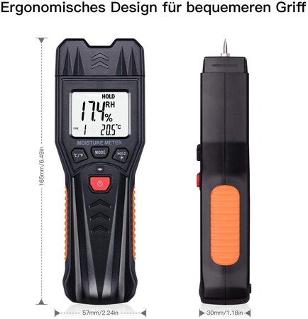 Feuchtigkeitstester, Erickhill EWM03 Pin-Feuchtigkeitsdetektor mit 5 Modi,  LCD-Display mit grüner Hintergrundbeleuchtung, Schimmeldetektor für Holz  und Baumaterialien.