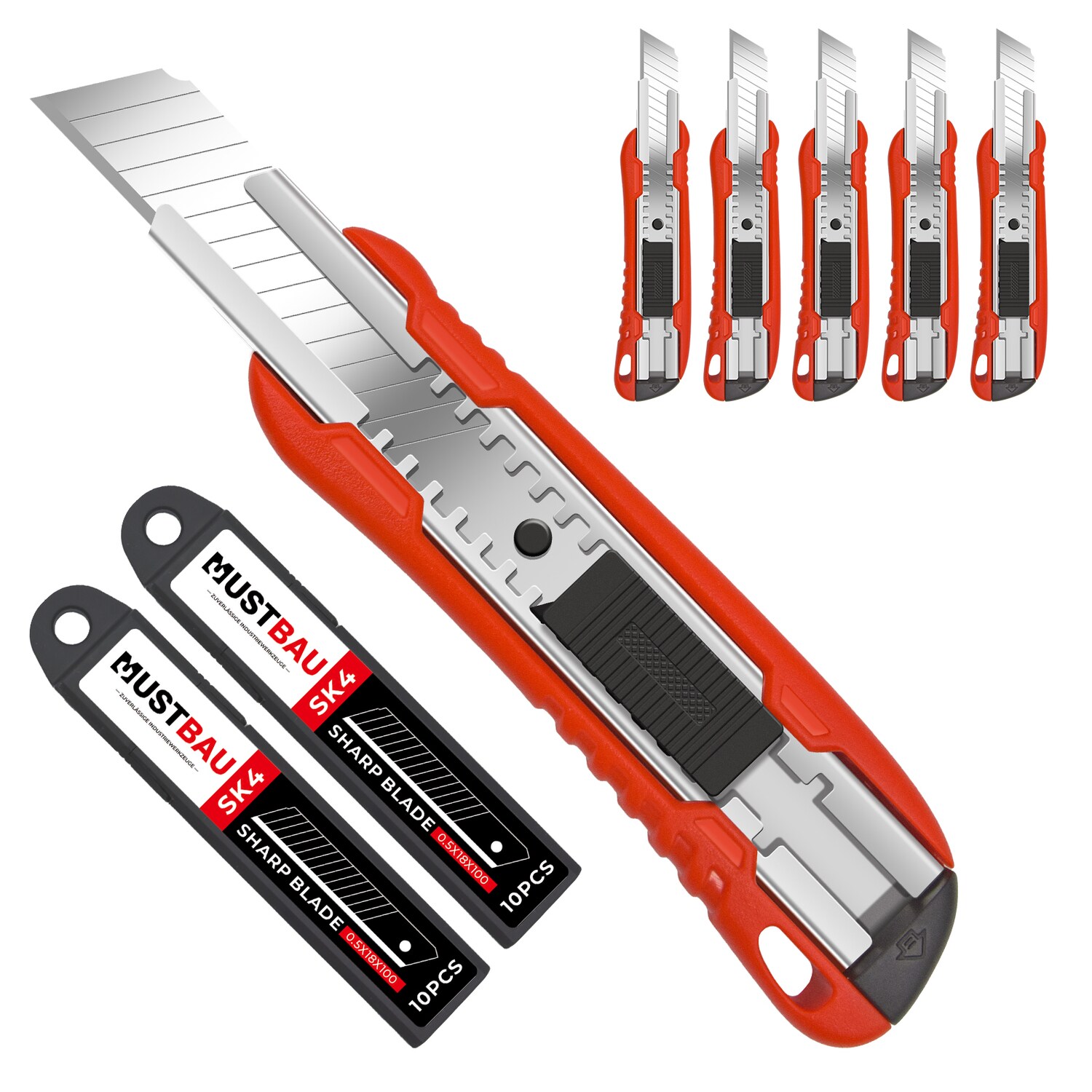 Mustbau Taschenmesser Klappmesser Cuttermesser mit 20 zus&auml;tzlichen SK4 Klingen - Bild 1