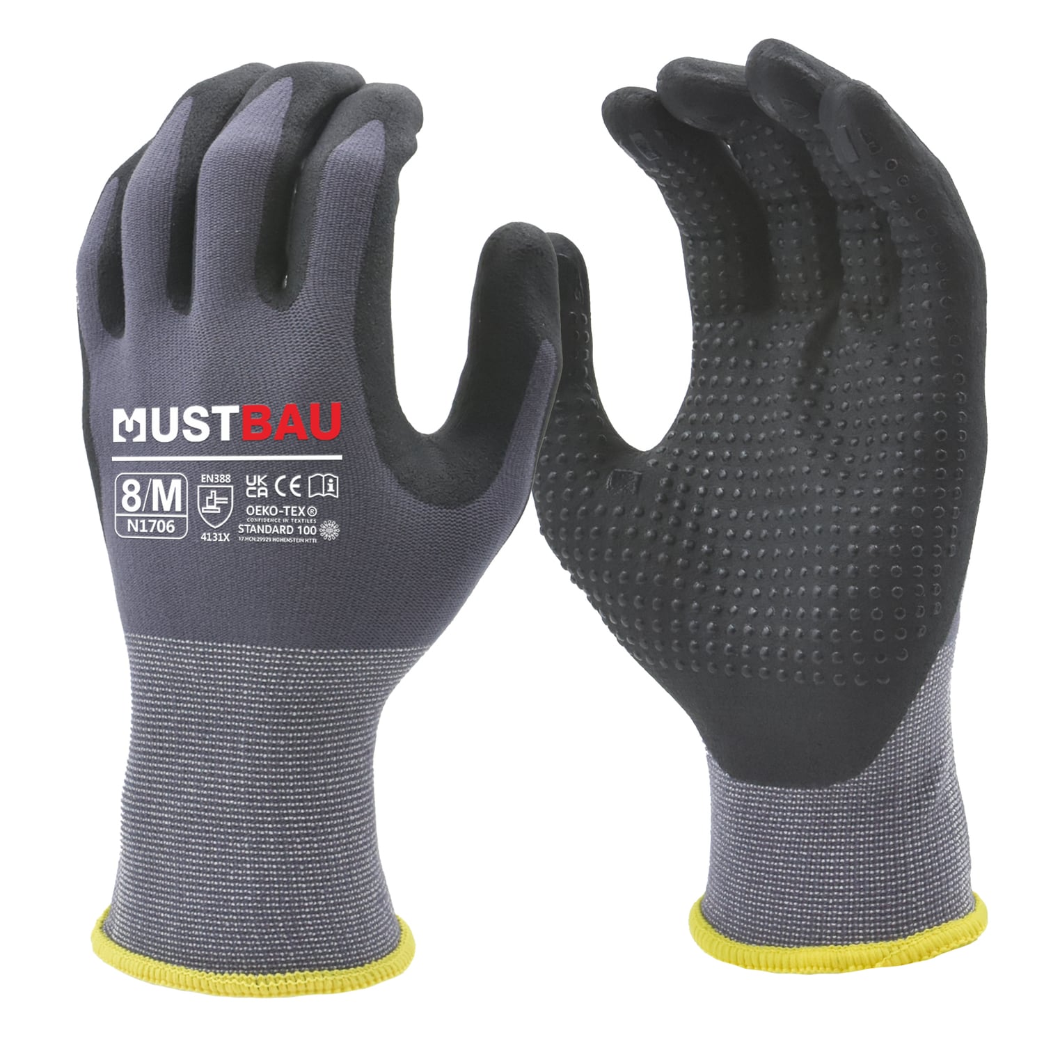 Mustbau Arbeitshandschuhe 3 Pack, Abriebfest Gartenhandschuhe Montagehandschuhe,Gr&ouml;&szlig;e:L - Bild 1