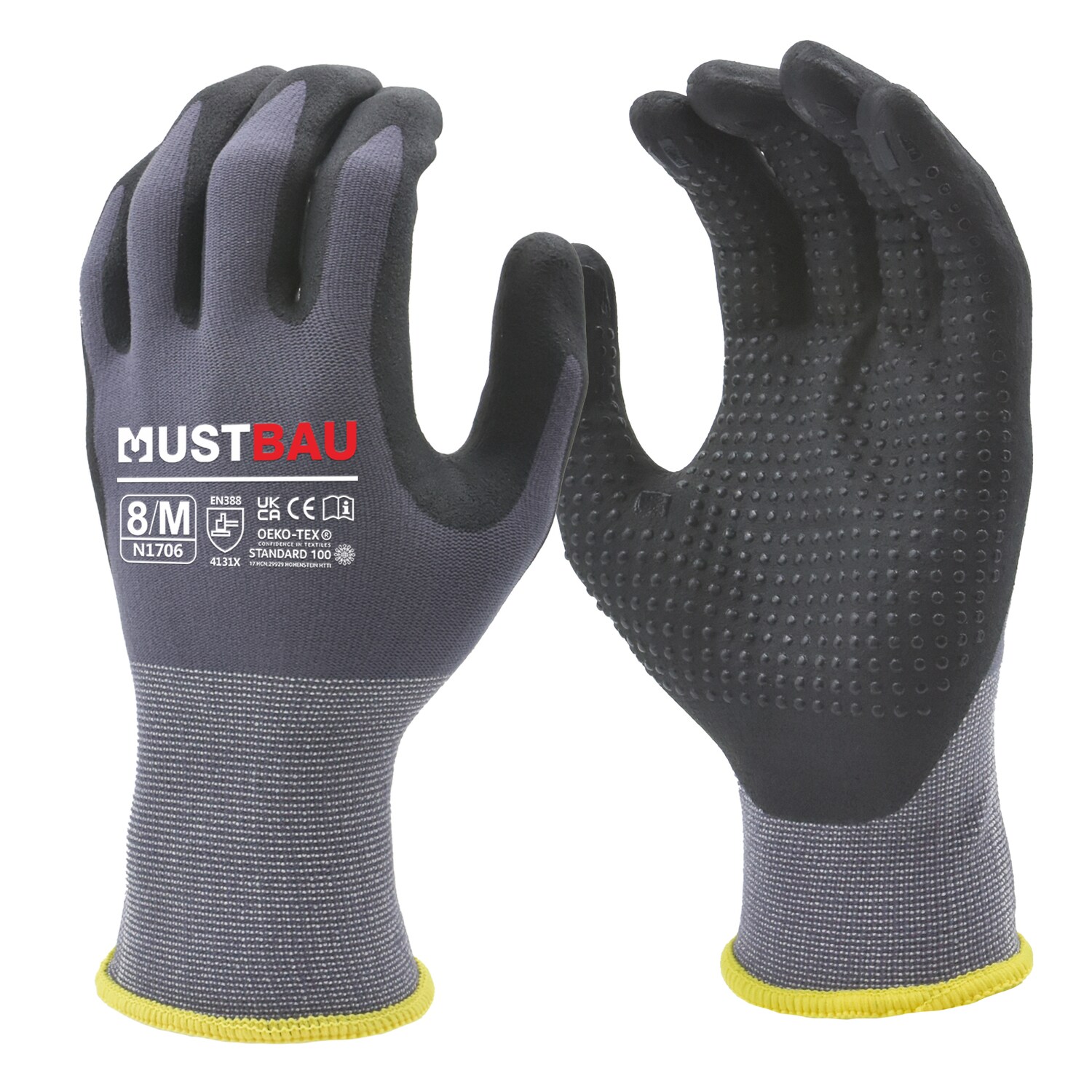 Mustbau Arbeitshandschuhe 3 Pack, Abriebfest Gartenhandschuhe Montagehandschuhe,Gr&ouml;&szlig;e:M - Bild 1