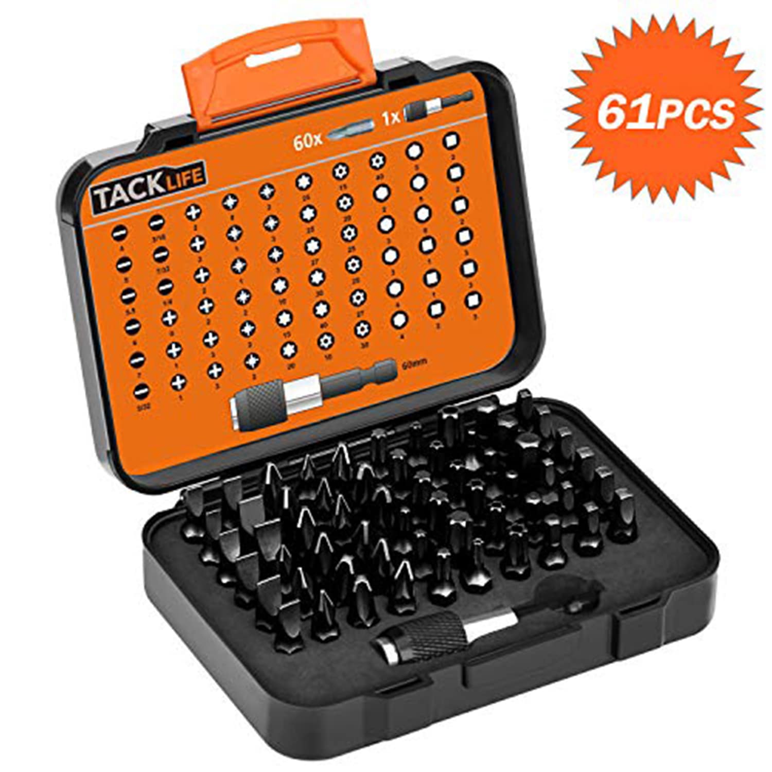 TACKLIFE PSDB1A 61 in 1 Schraubendreher&nbsp;Bit&nbsp;Set Pr&auml;zisions&nbsp;Magnet&nbsp;Schraubendreher&nbsp;Kit mit 60 Schraubenbits in verschiedenen Gr&ouml;&szlig;en - Bild 1