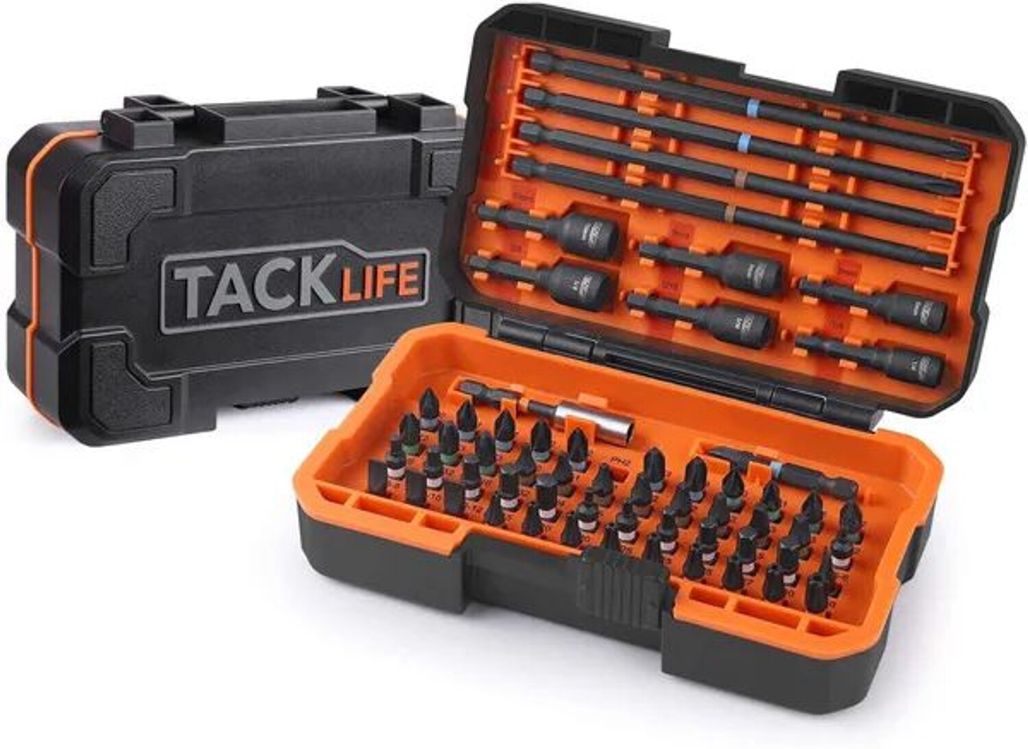 TACKLIFE PSDB1B 60-teiliger Schraubendreher-Bit-Satz mit Schraubendrehern, schlagfest, 52 Schraubendreher-Bits, 6 Schraubendreher-Bits, 1 Magnet-Bithalter und 1 Torsions-Bit, S2 legierter Stahl mit stabilem Koffer - Bild 1