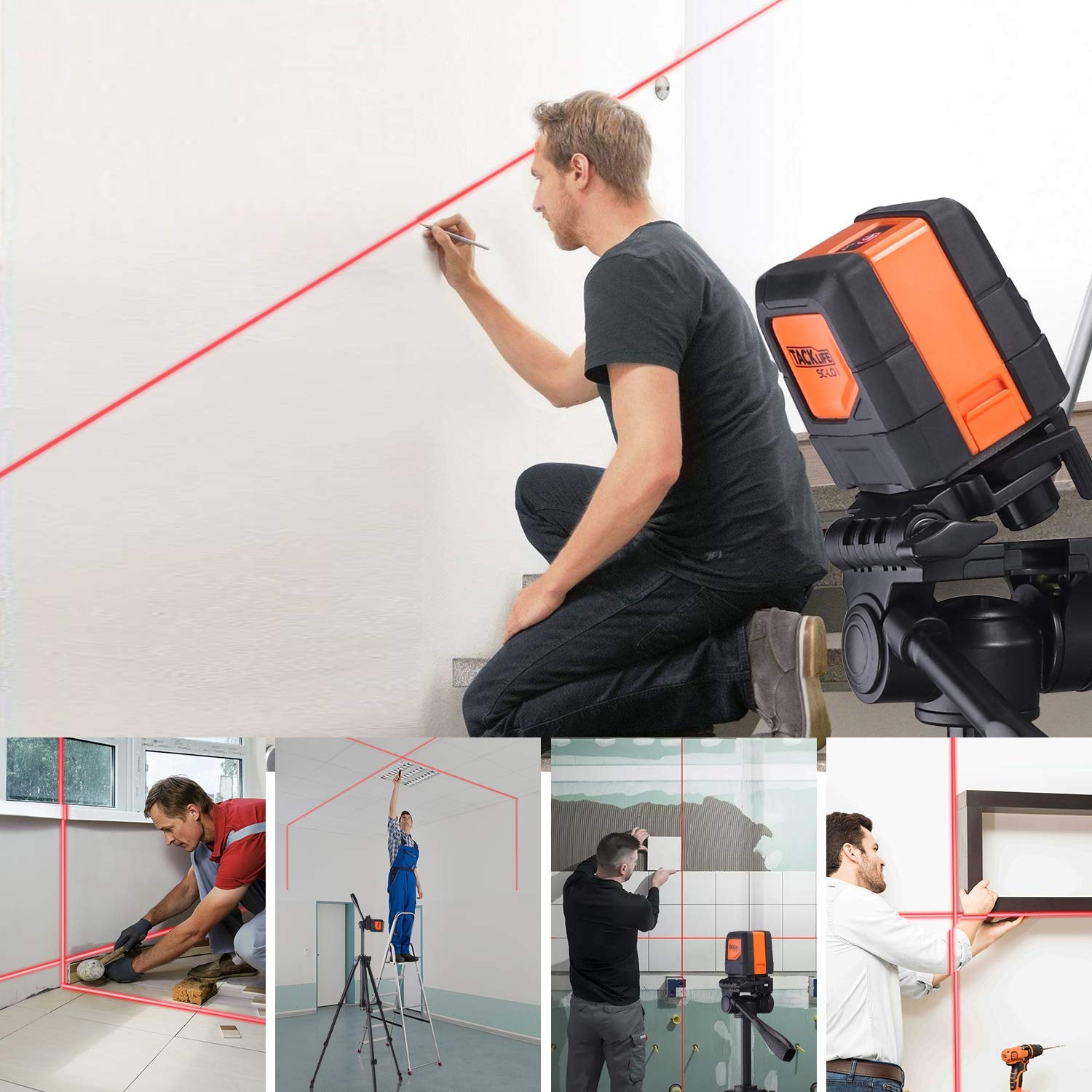 TACKLIFE SC-L01 Kreuzlinienlaser, drei Module mit 2 Laserk&ouml;pfen - Bild 1