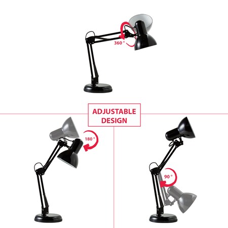 Retro Tischleuchte schwenkbar LED / Halogen E14 schwarz online kaufen bei  Netto | Tischlampen