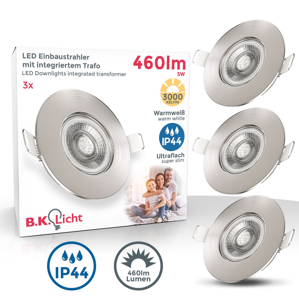 LED Einbauleuchten Set nickel 5W 3er SET - Bild 1