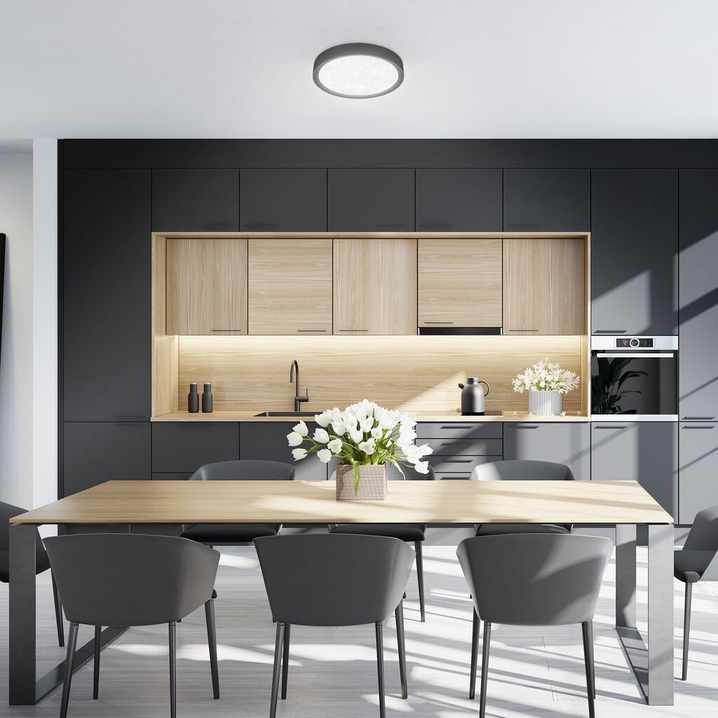 LED Deckenleuchte, schwarz,Sternencover 1xLED/12W - Bild 1