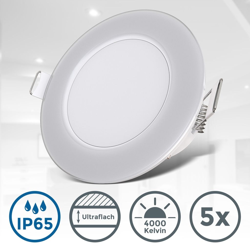 LED Einbauleuchten, IP65, 5er-Set, wei&szlig;, 5xLED/3W - Bild 1