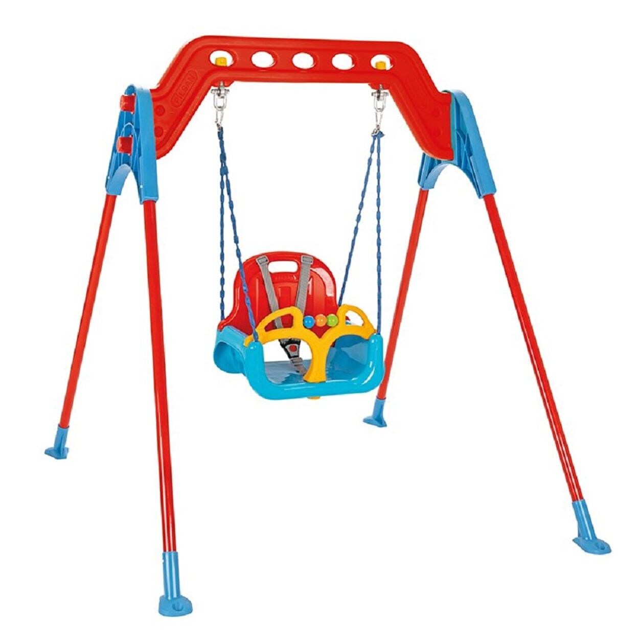 Pilsan Babyschaukel Swing 07968 mit Metallrahmen, Rückenlehne, abnehmbarer Bügel blau