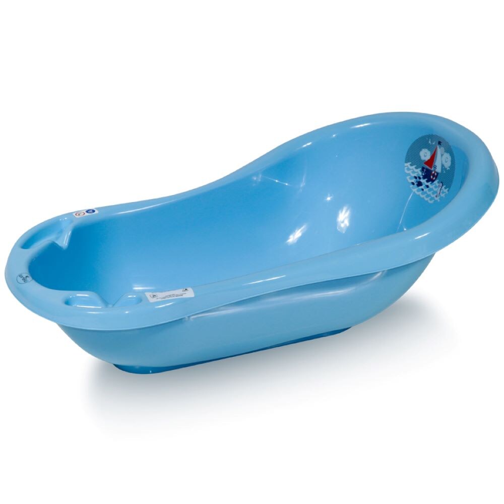 Lorelli Babybadewanne, 84 cm lang, Ablagef&auml;cher, ergonomische Form, ab Geburt in blau - Bild 1