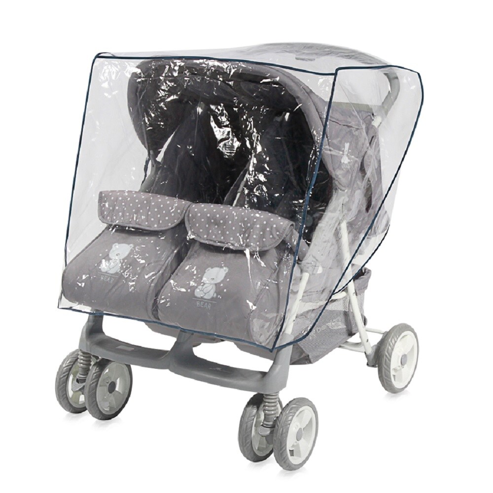 Lorelli Regenschutz Duo, Geschwisterkinderwagen, für alle Zweisitzer Kinderwagen transparent | 03800065500692