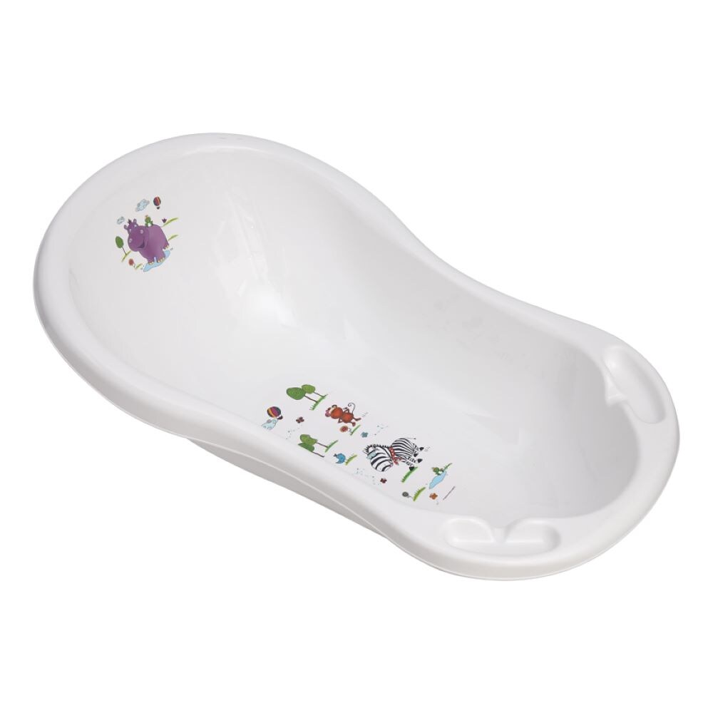 Lorelli Babybadewanne Hippo Ablagefächer 84 cm lang ergonomische Form ab Geburt weiß | 03800151985310