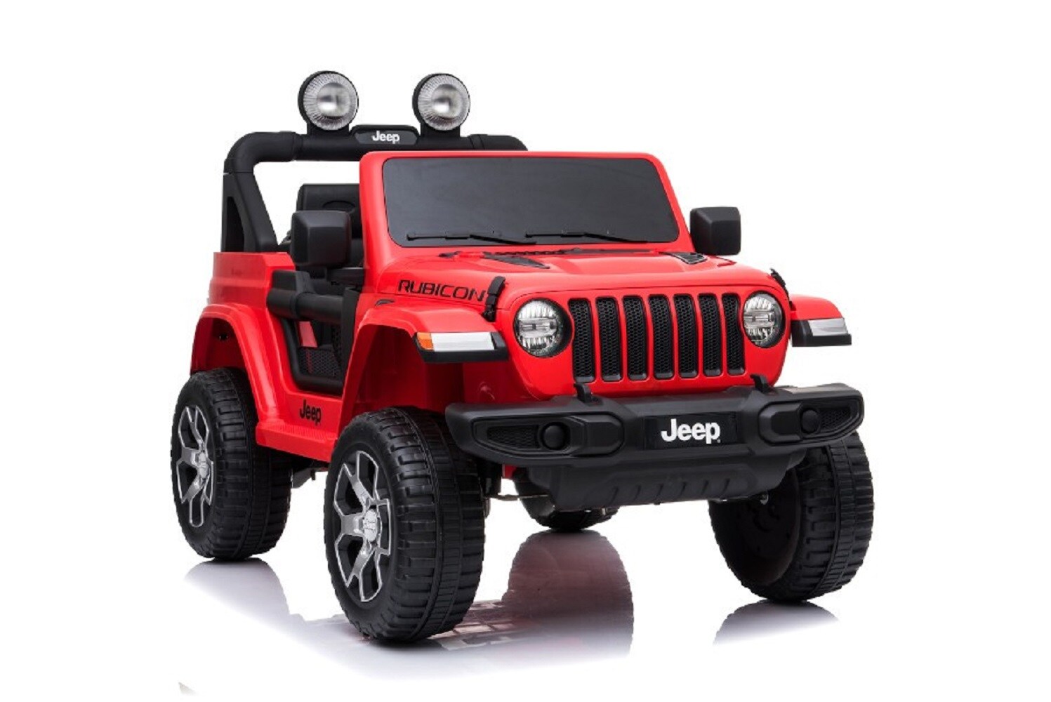 ES-Toys Kinder Elektroauto Jeep Wrangler Rubicon EVA Reifen Allrad lizenziert rot - Bild 1