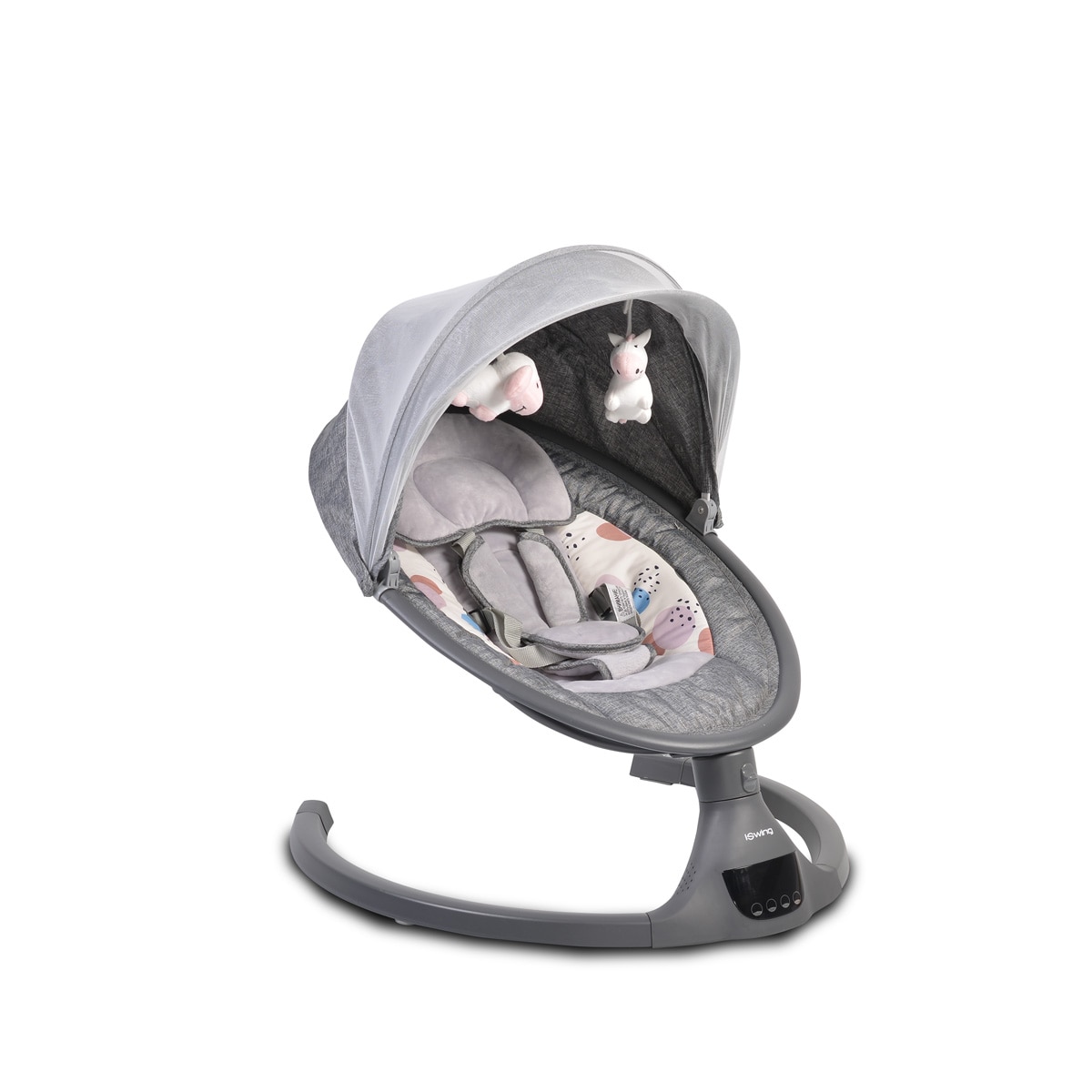 Cangaroo Babywippe iSwing, Musikfunktion, Timer, Fernbedienung, Aluminiumrahmen grau - Bild 1