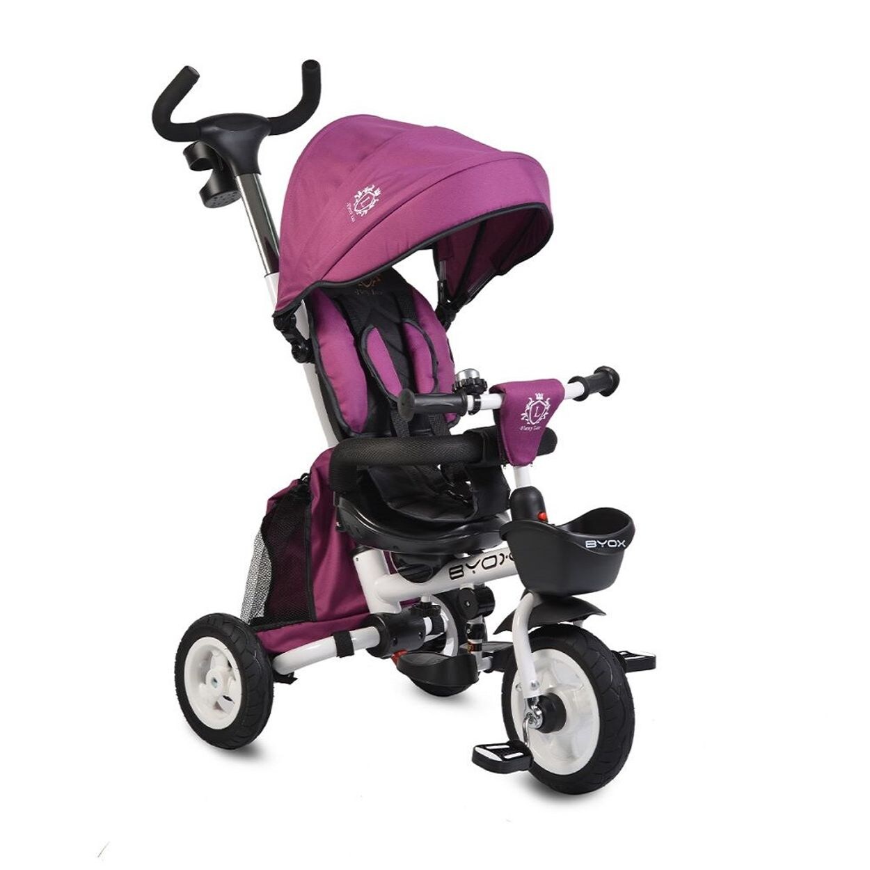 Byox Dreirad Flexy Lux 3 in 1 Tricycle, klappbar, Gummireifen, drehbarer Sitz lila