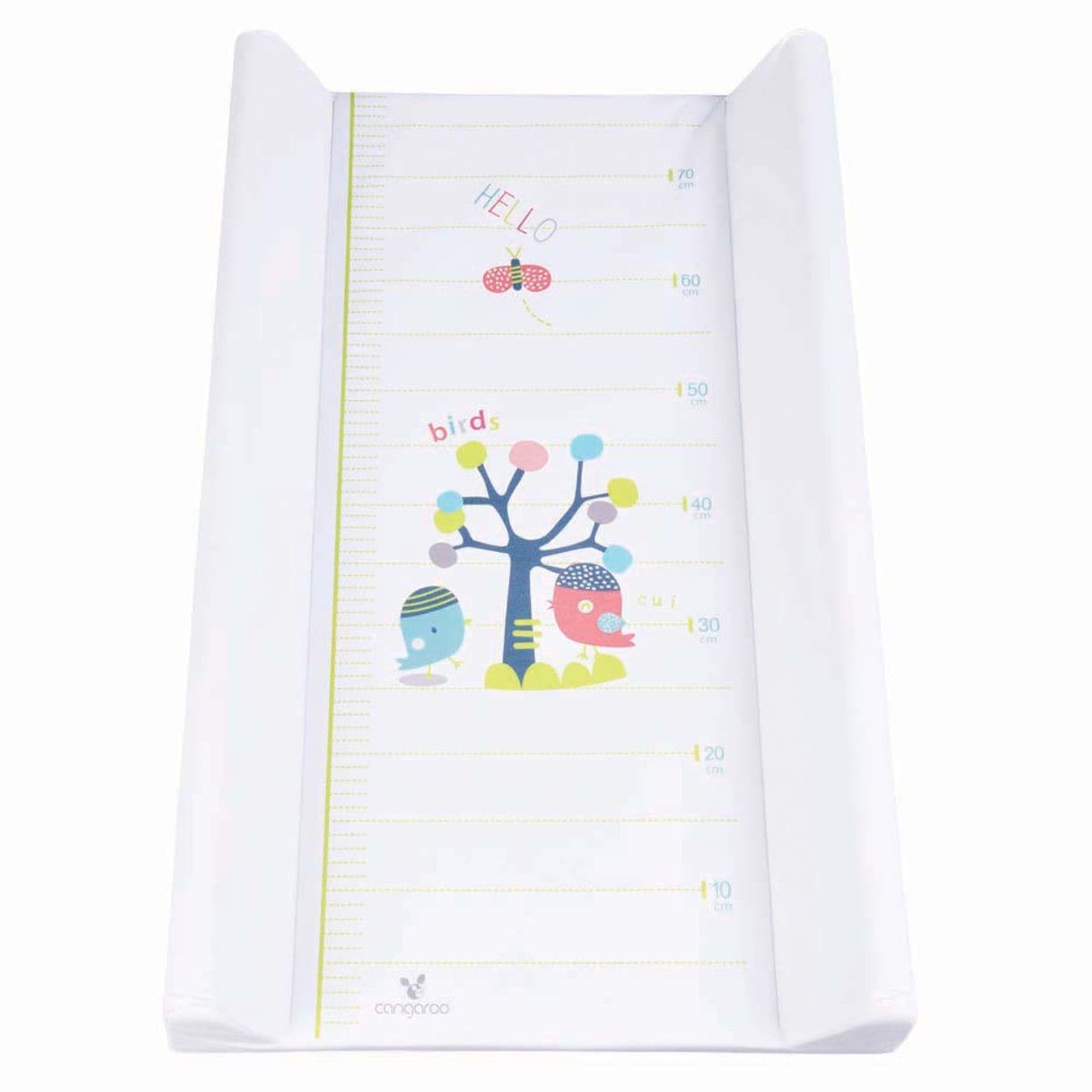 Cangaroo Wickelauflage 50 x 80 cm Hello seitlicher Rand, integriertes Ma&szlig;band wei&szlig; - Bild 1