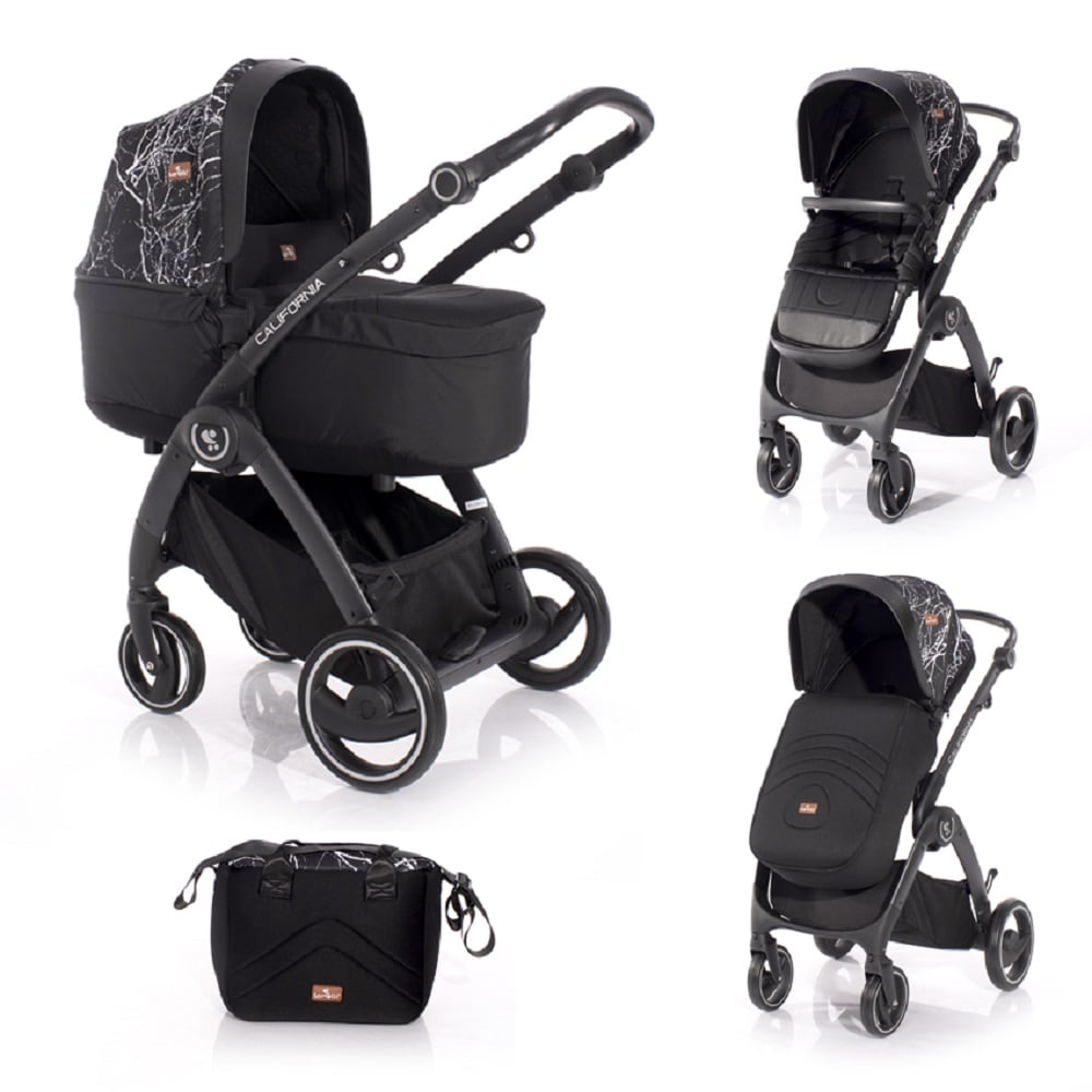 Lorelli Kinderwagen 2 in 1 California Babywanne Sportsitz Alurahmen Wickeltasche schwarz - Bild 1